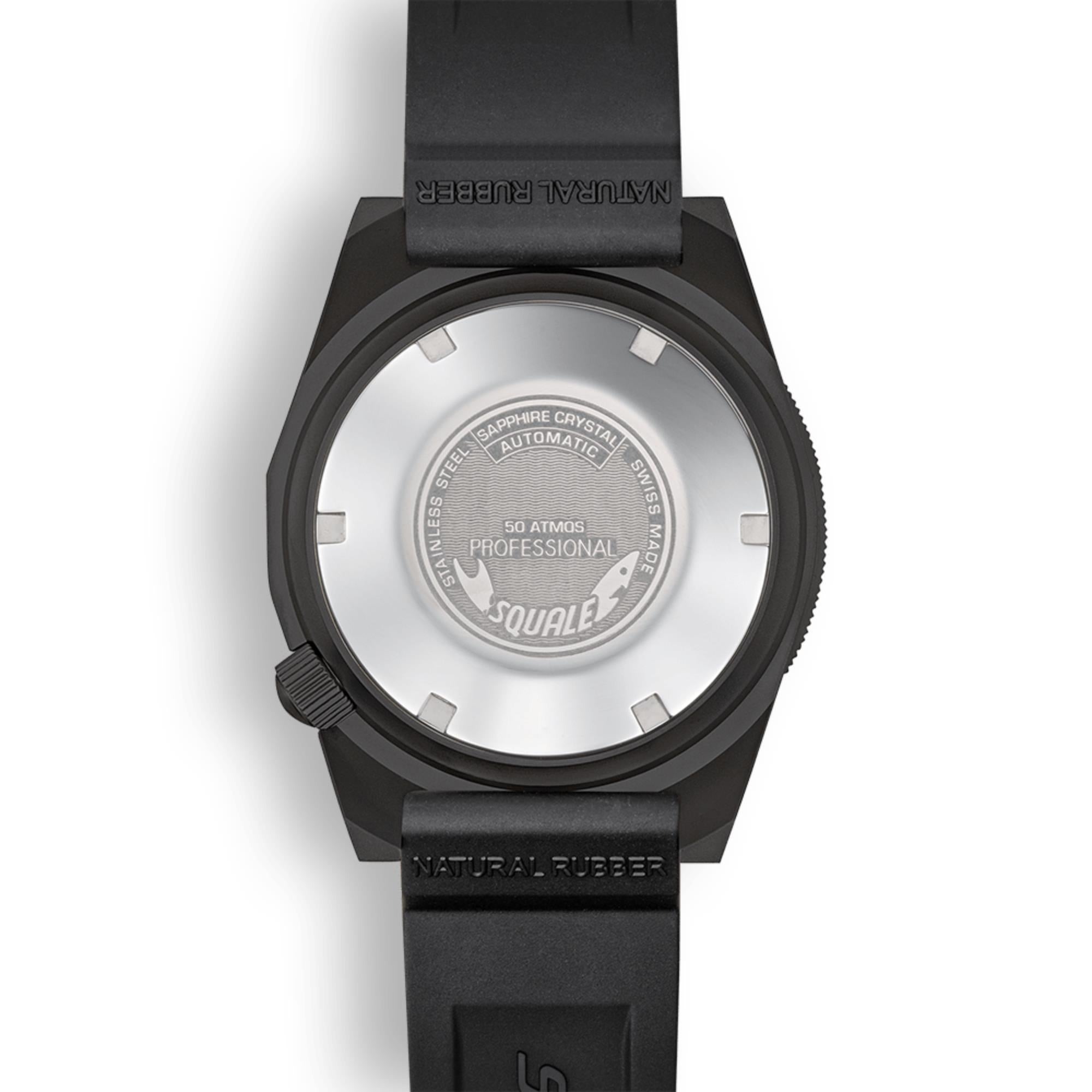 Squale 1521 PVD Automatic Black Dial Rubber Strap Men's Watch 1521PVD.VO