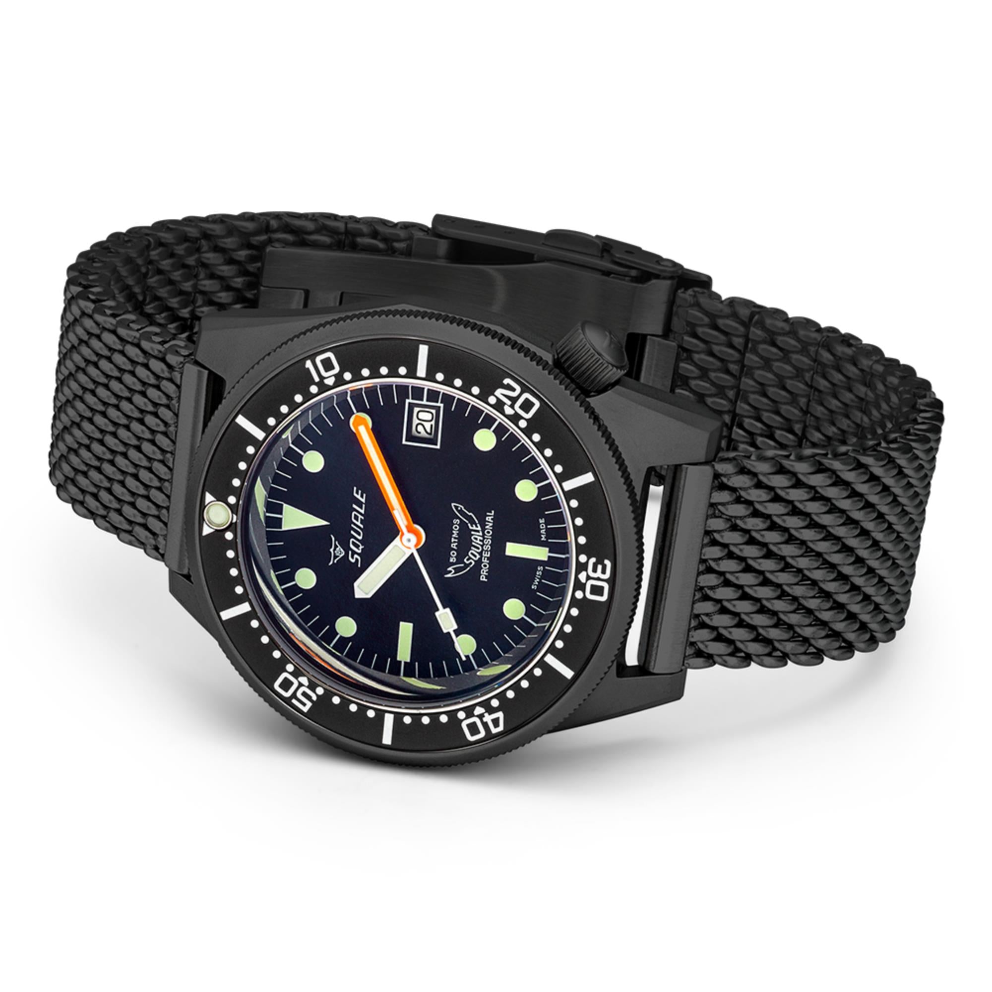Squale 1521 PVD Automatic Black Dial Steel Strap Men's Watch 1521PVD.MEPVD20