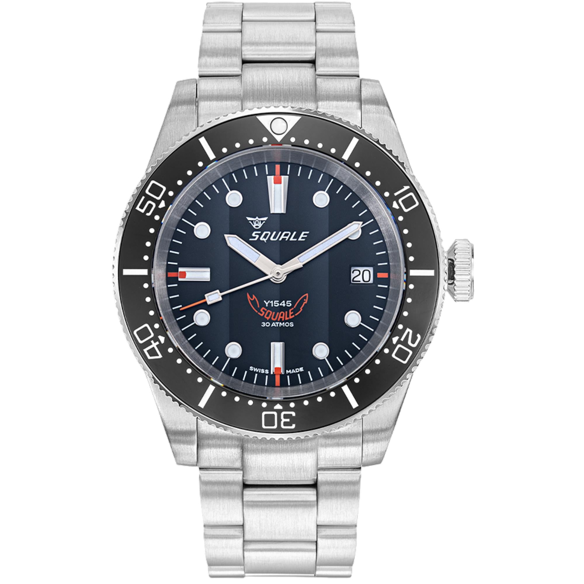 Squale 1545 Automatic Black Dial Steel Strap Men's Watch 1545BKBKC.AC