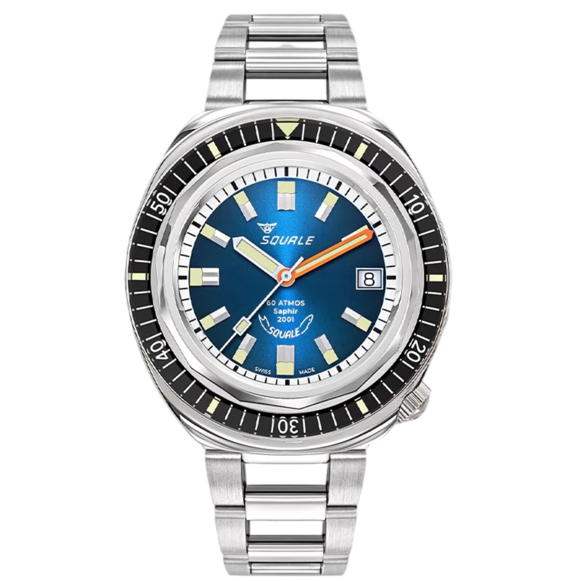 Squale 2001 Automatic Sunray Blue Dial Steel Strap Men's Watch 2001BKBL.AC