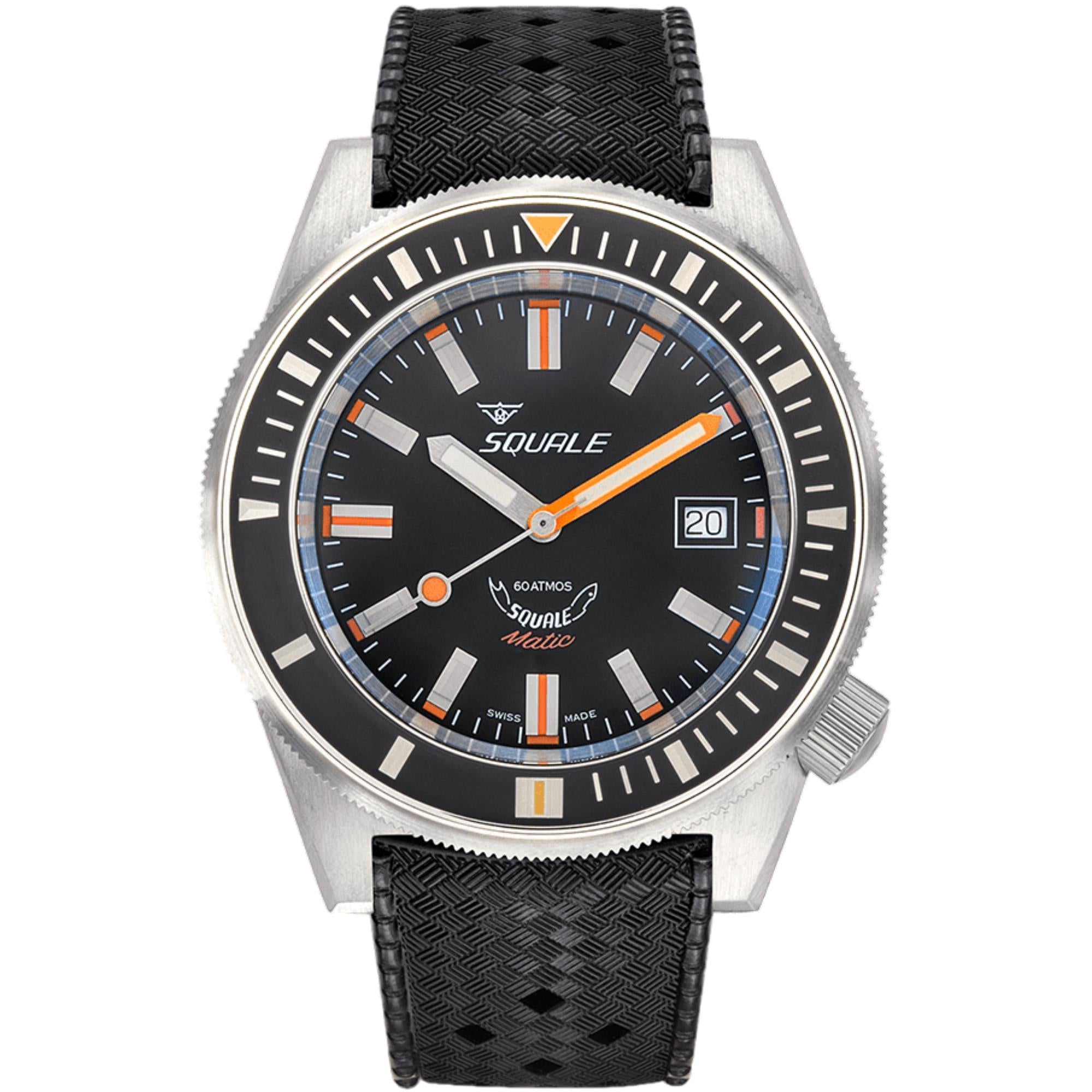 Squale Matic Satin Automatic Black Dial Rubber Strap Men's Watch MATICXSG.HT