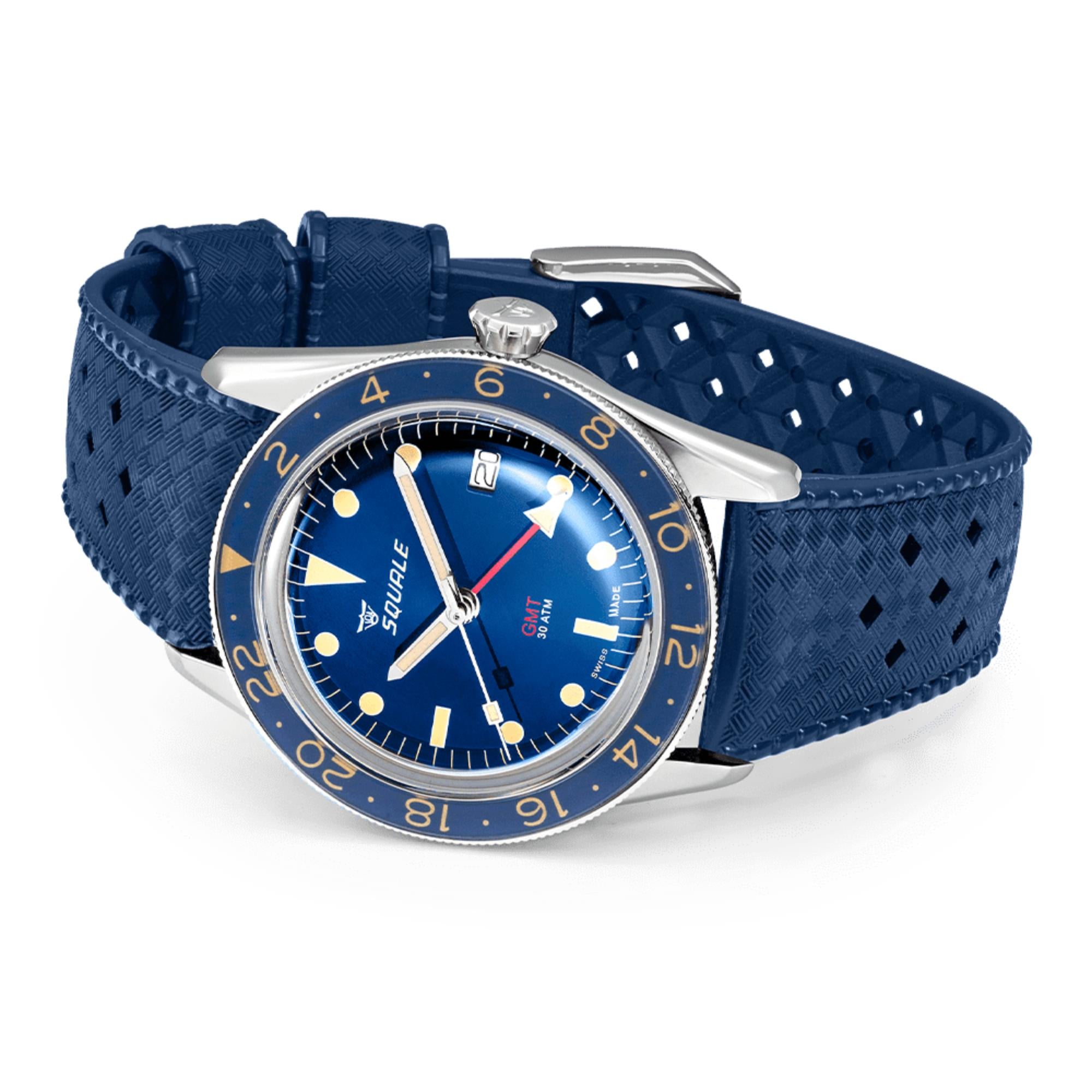 Squale Sub-39 GMT Vintage Automatic Blue Dial Rubber Strap Men's Watch SUB39GMTV.BR22