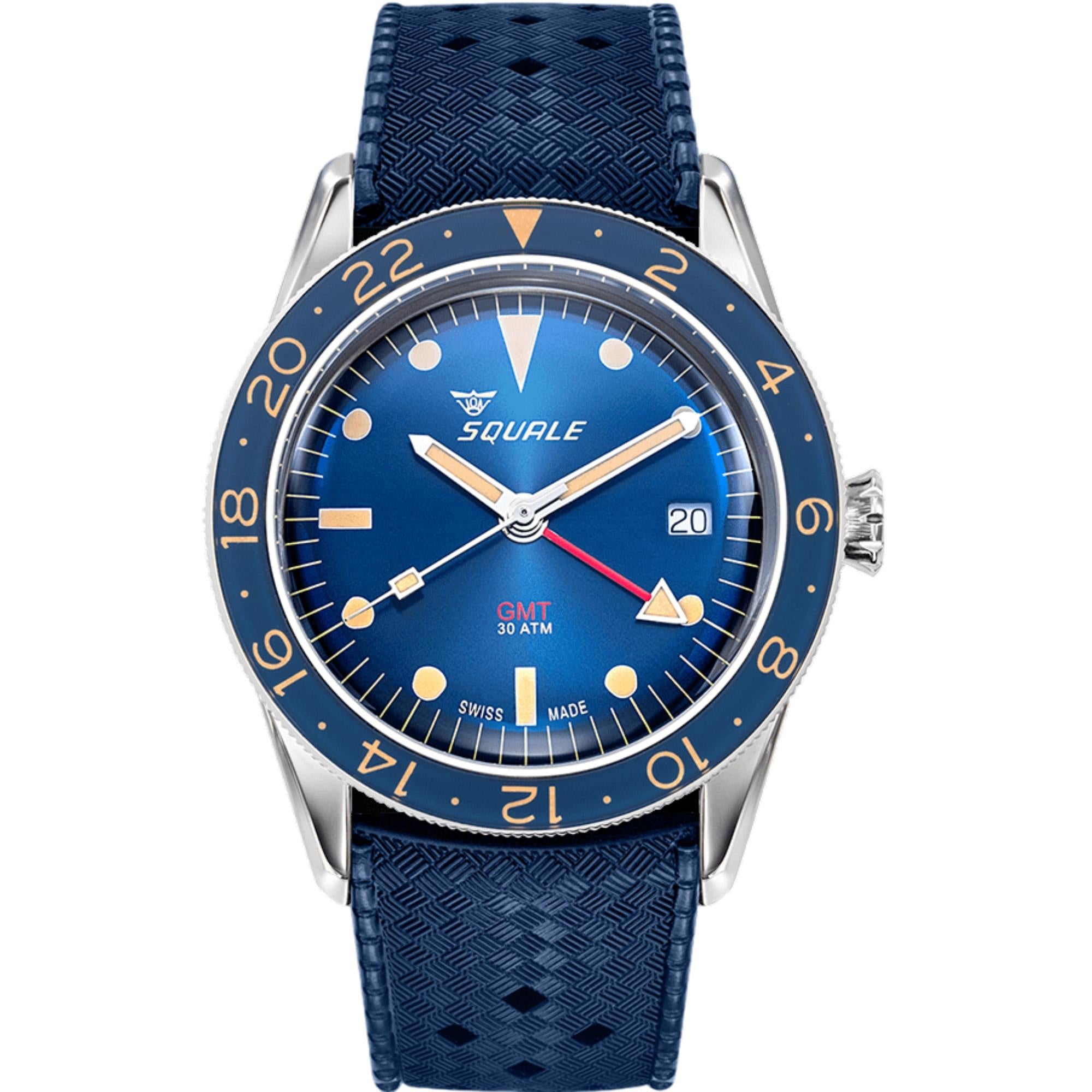 Squale Sub-39 GMT Vintage Automatic Blue Dial Rubber Strap Men's Watch SUB39GMTV.BR22