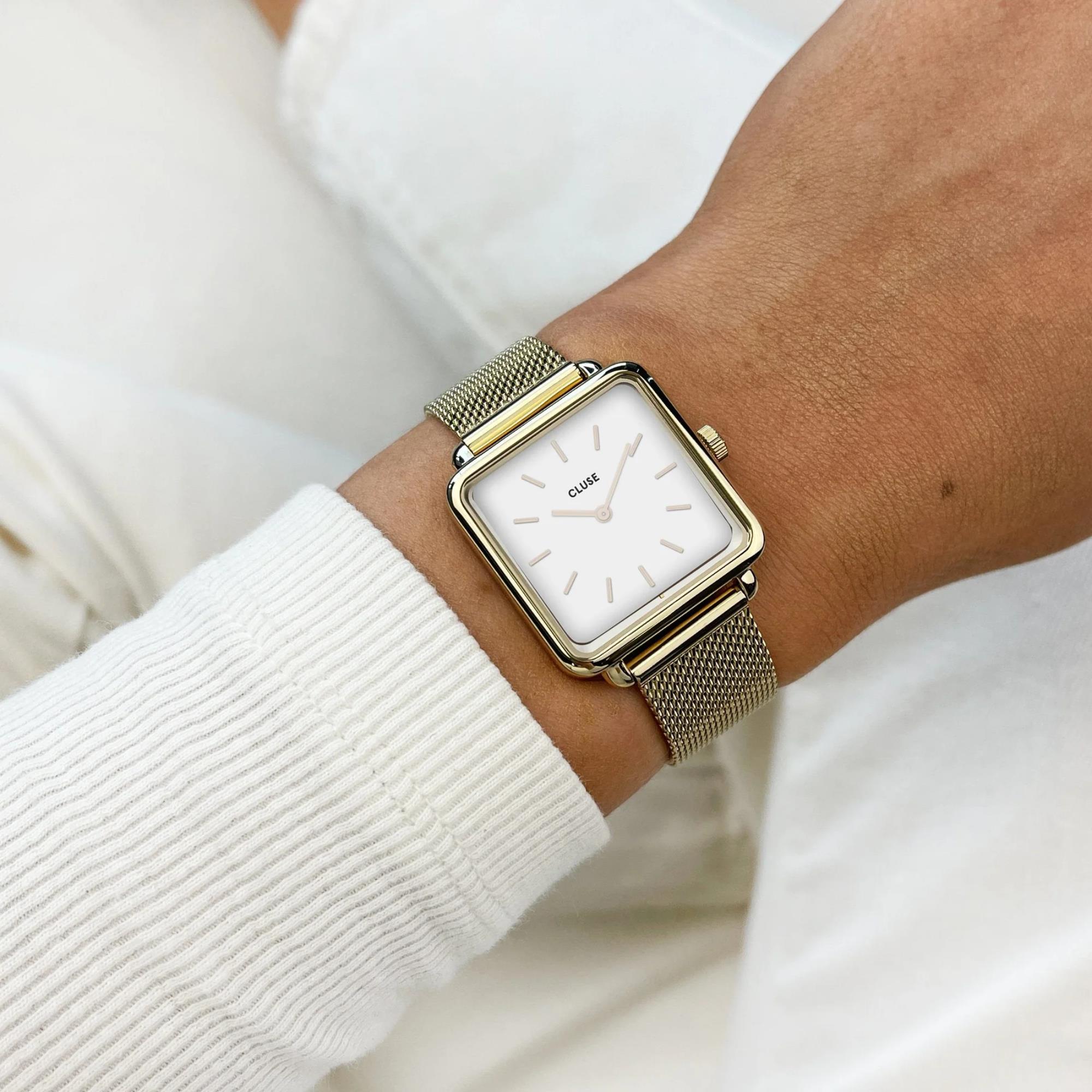 CLUSE La Tétragone Quartz White Dial Steel Strap Women's Watch CW0101207002