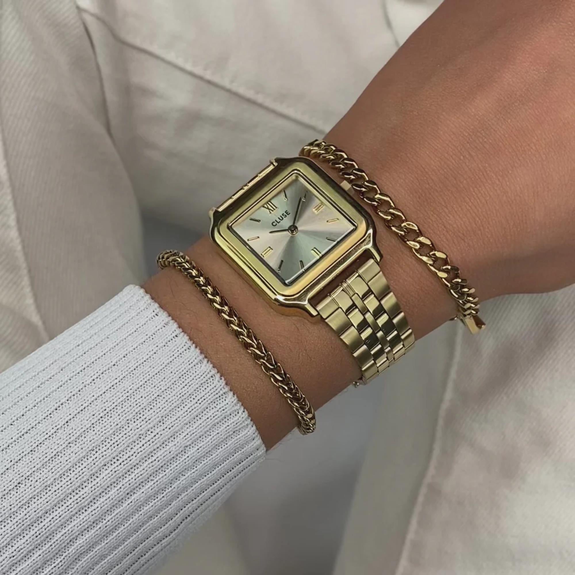 CLUSE Gracieuse Quartz Gold Dial Steel Strap Women's Watch CW11902