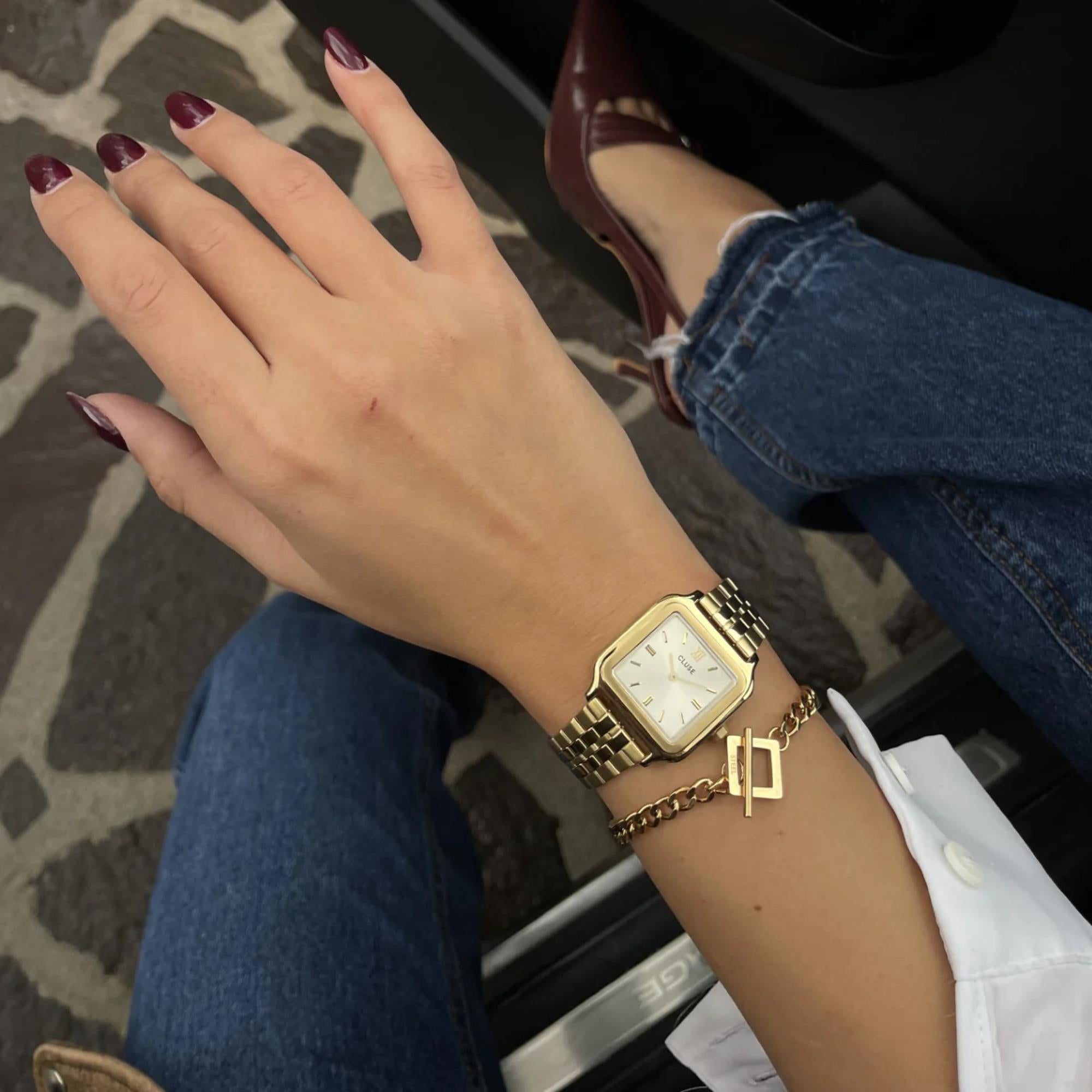 CLUSE Gracieuse Quartz Gold Dial Steel Strap Women's Watch CW11902