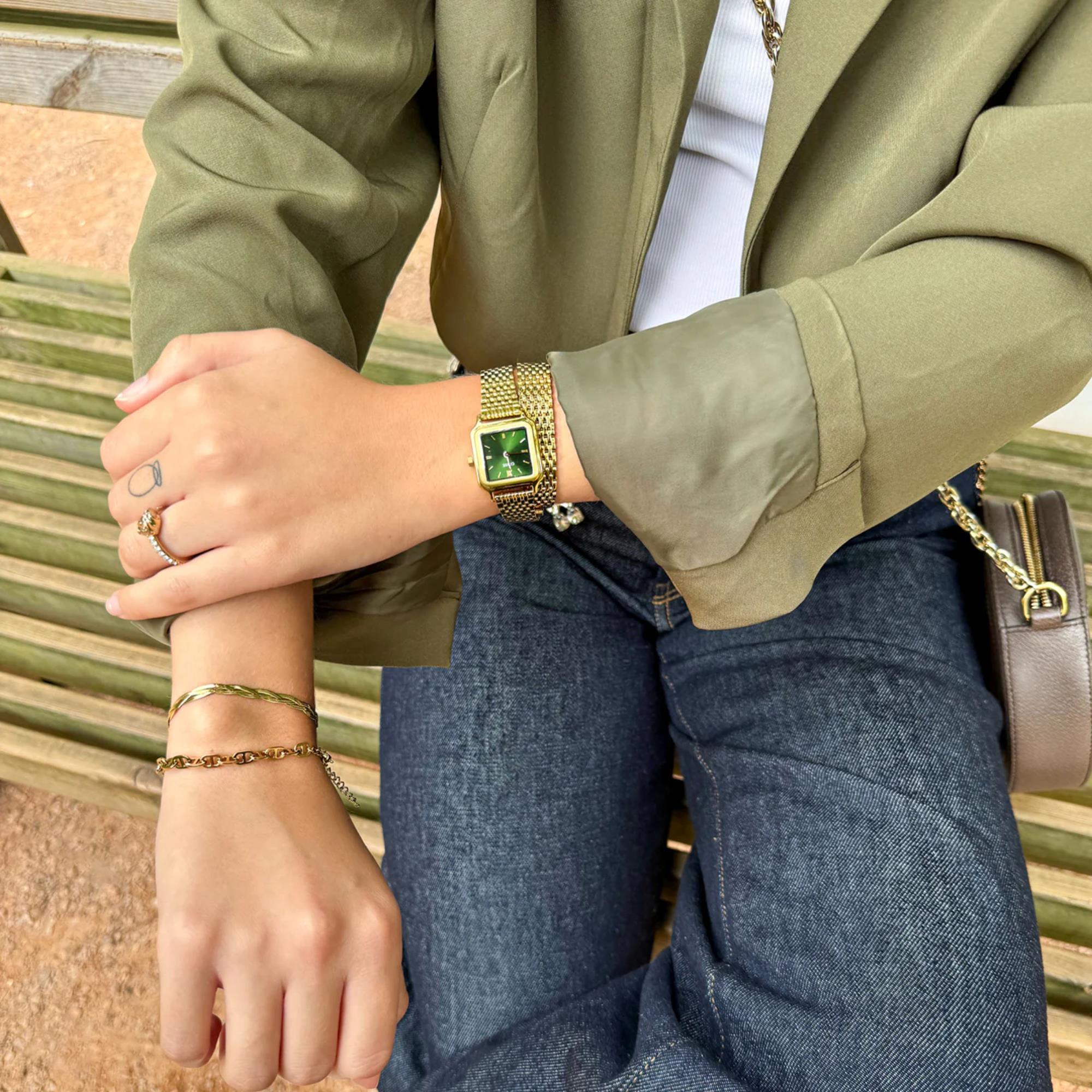 CLUSE Gracieuse Petite Quartz Green Dial Steel Strap Women's Watch CW11811