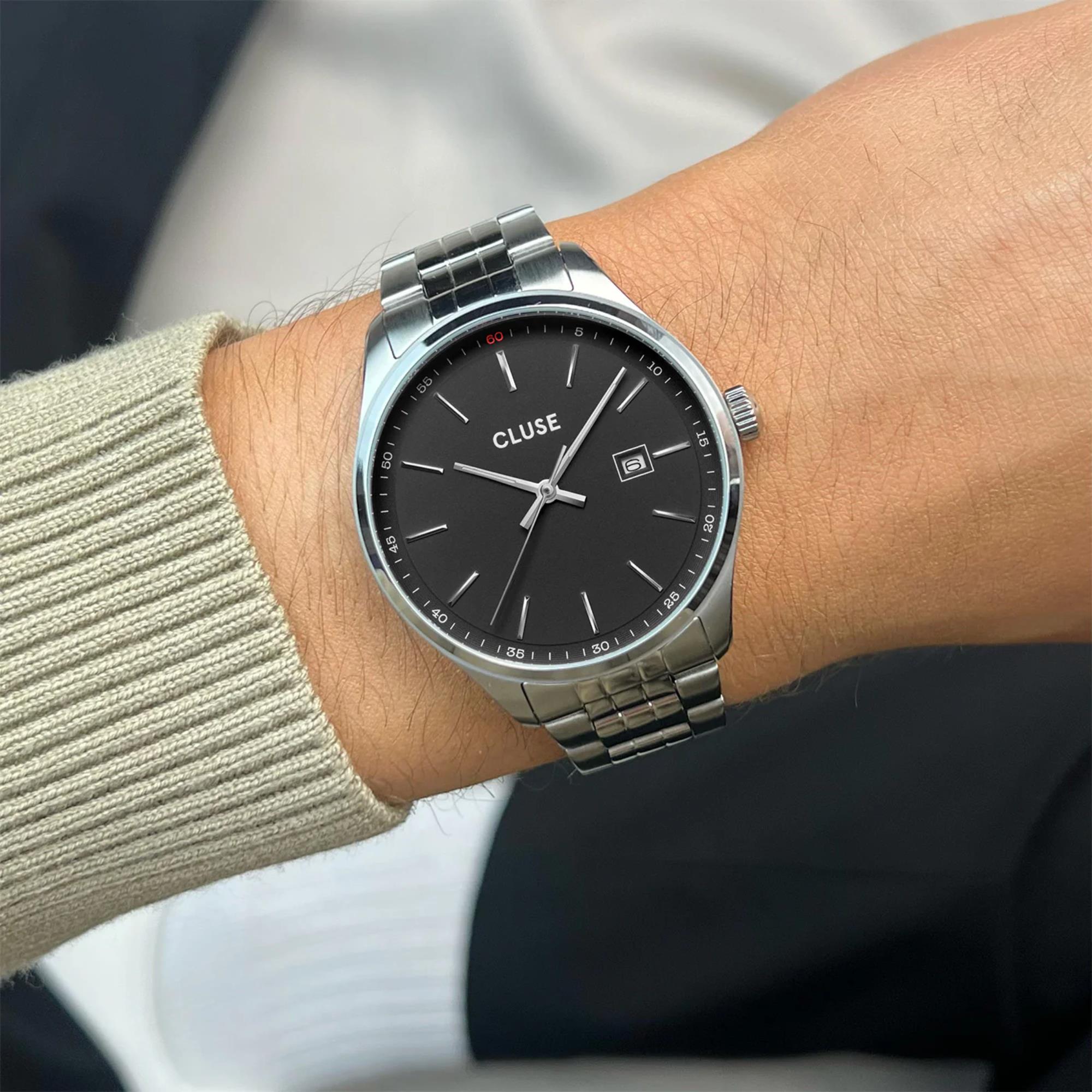 CLUSE Anthéor Quartz Black Dial Steel Strap Men's Watch CW20904