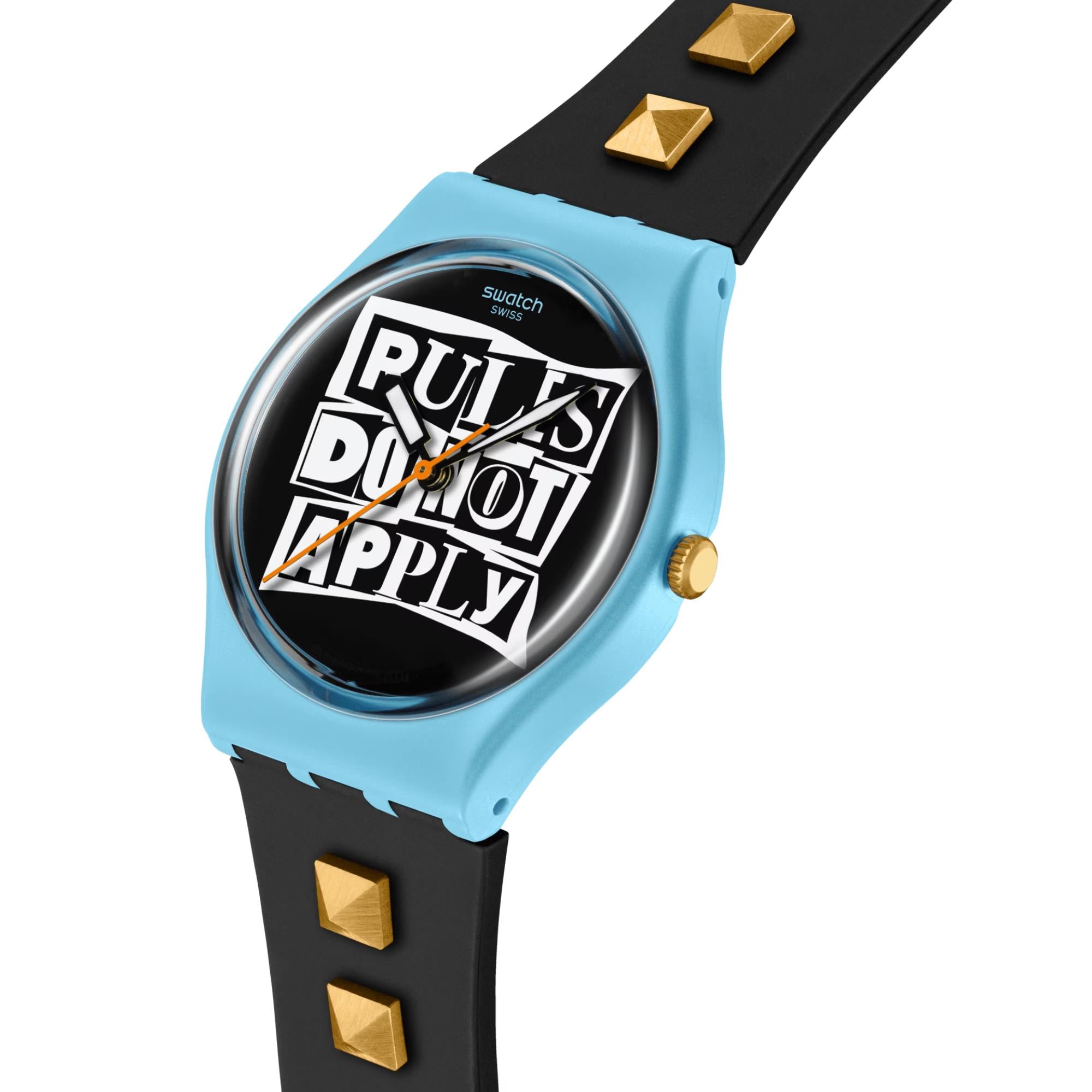 Swatch No Rules Broken Rules Black Dial Silicone Strap Unisex Casual Watch SO31L101