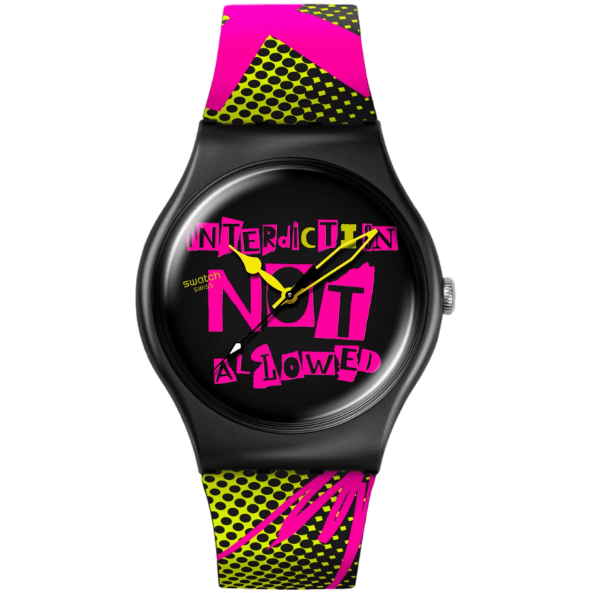 Swatch No Rules Distort Mode Black Dial Silicone Strap Unisex Casual Watch SO32B121