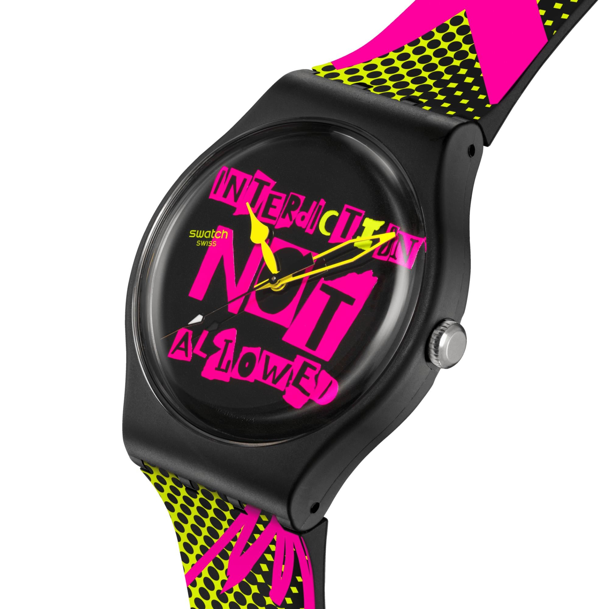 Swatch No Rules Distort Mode Black Dial Silicone Strap Unisex Casual Watch SO32B121