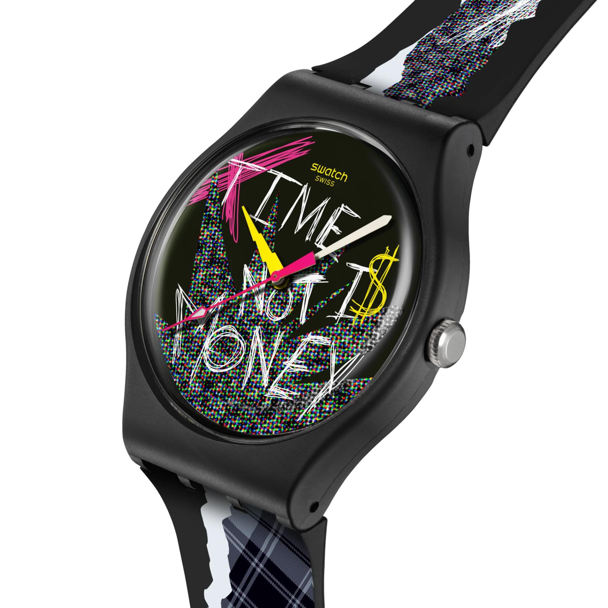Swatch No Rules Blank Check Black Dial Silicone Strap Unisex Casual Watch SO32B122-5300