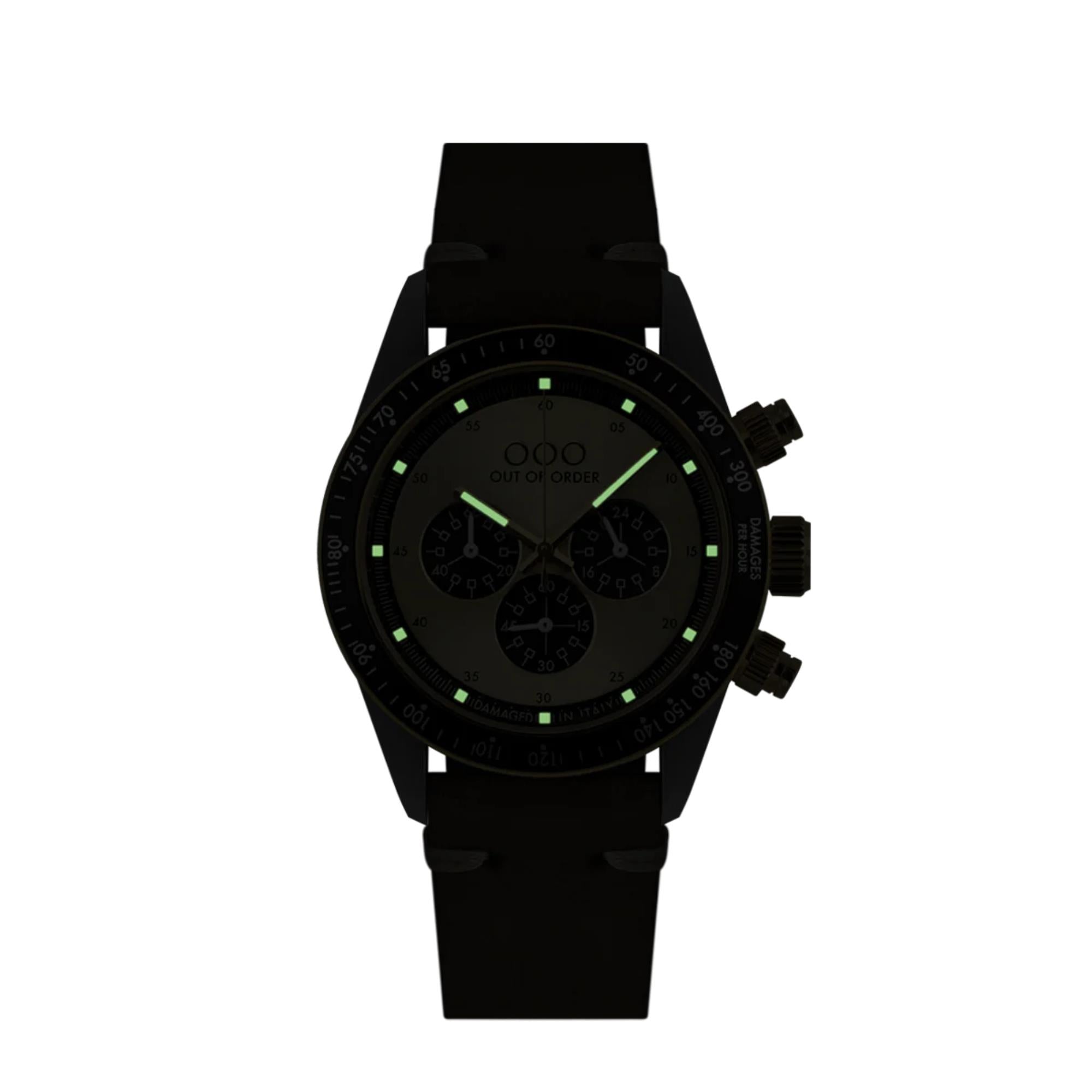 Out Of Order Supervintage Chrono Quartz Gold Dial Leather Strap Men's Watch OOO.001-30.GL.AC