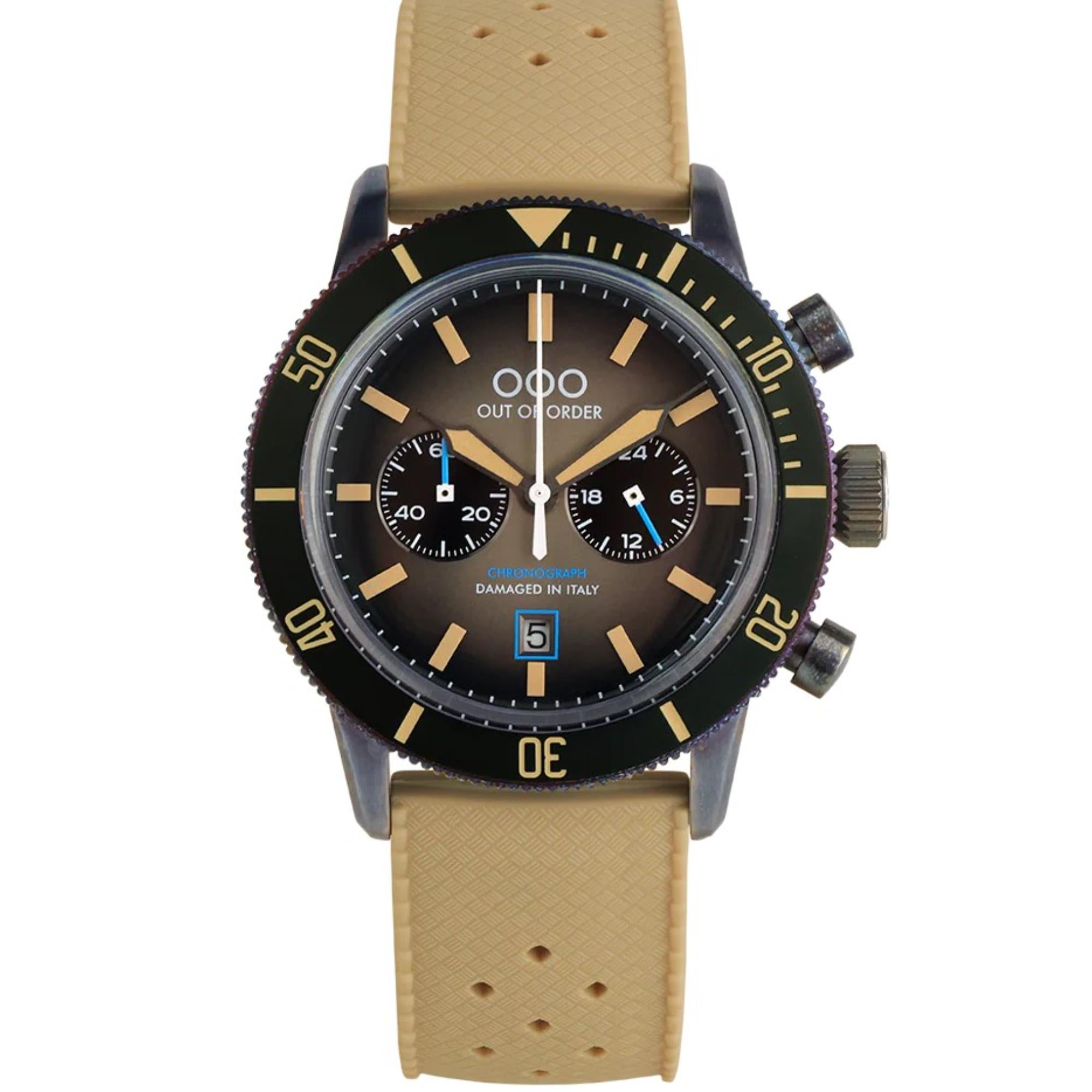 Out of Order Pilot Cronografo Quartz Brown Dial Leather Strap Men's Watch OOO.001-28.GR