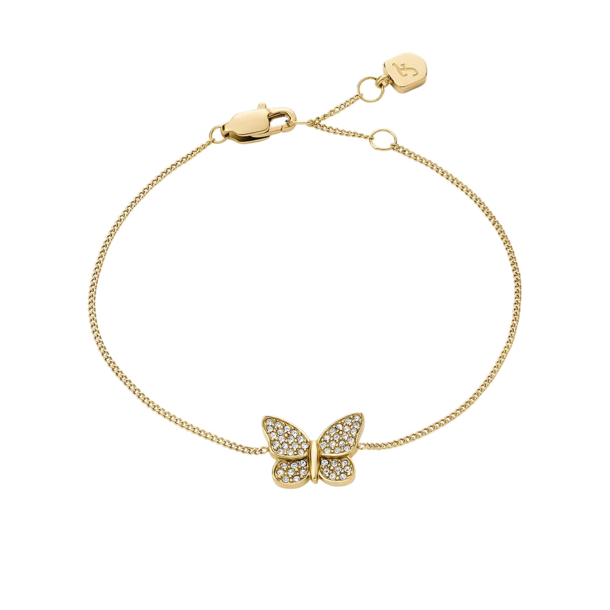 Fossil Sutton Pavé Butterfly Gold-Tone Stainless Steel Women's Bracelet JF04921710