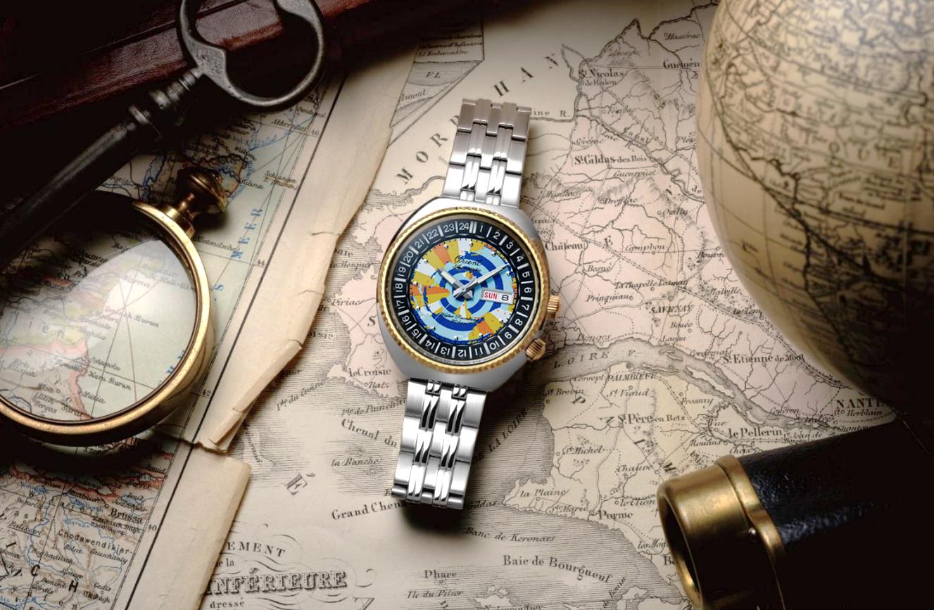Orient Revival World Map Mako 75th Anniversary Limited Edition Multicoloured Dial Steel Strap Men's Watch RA-AA0E08Y39B