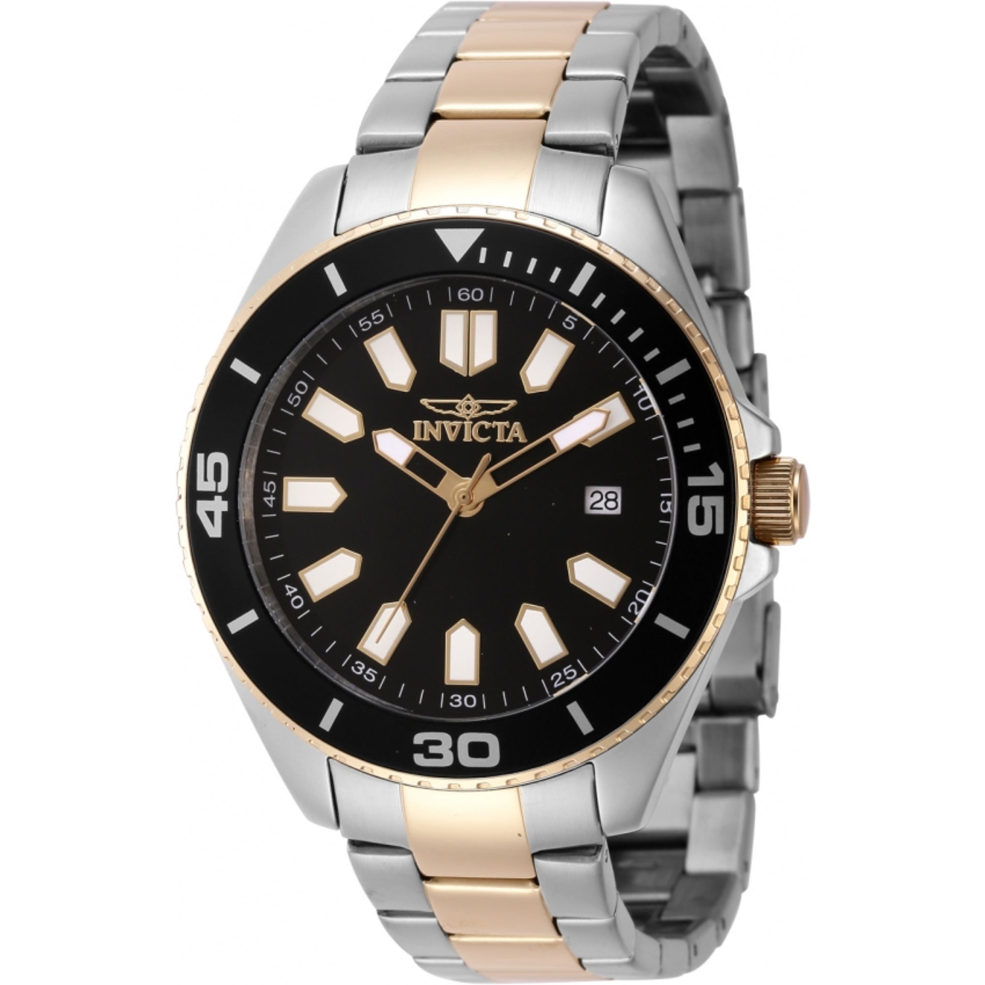 Invicta Pro Diver Quartz Black Dial Steel Strap Men's Watch 46319