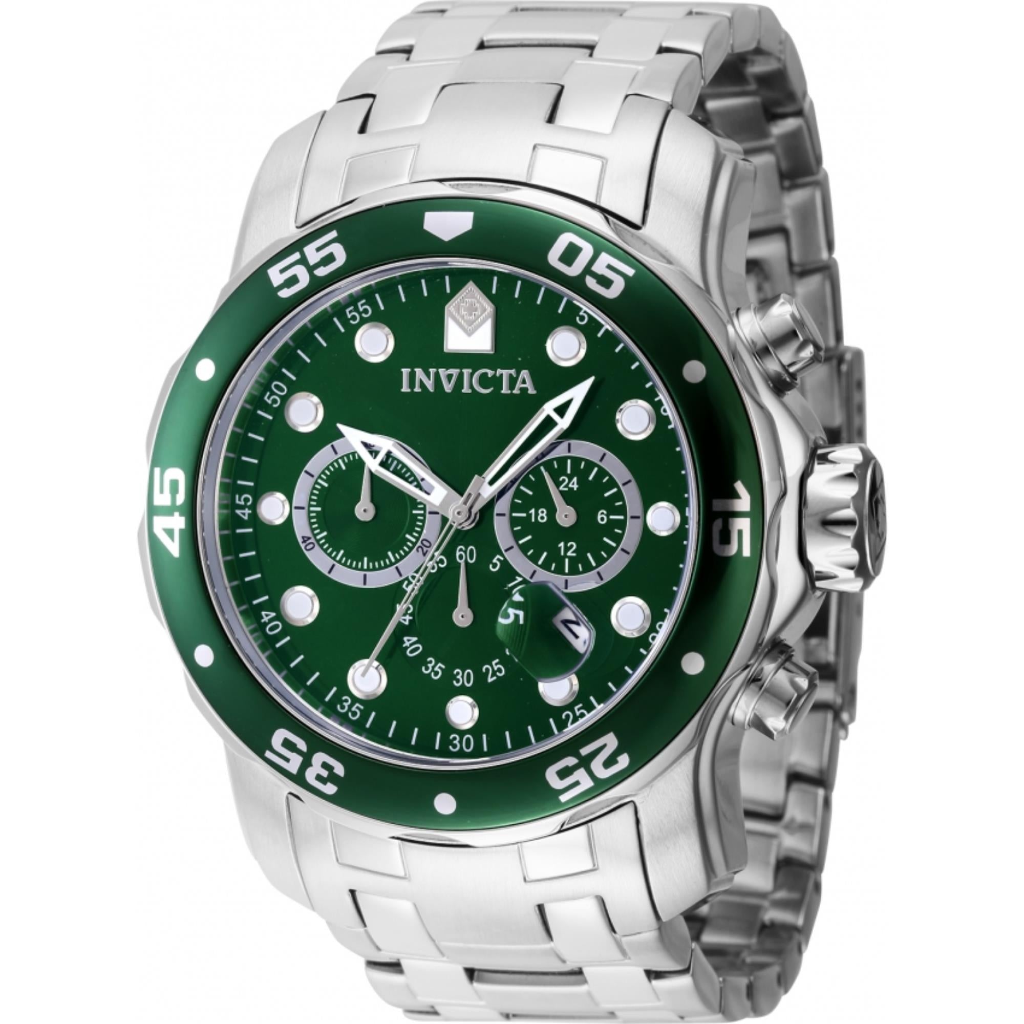 Invicta Pro Diver Quartz Chronograph Green Dial Steel Strap Men's Watch 47559