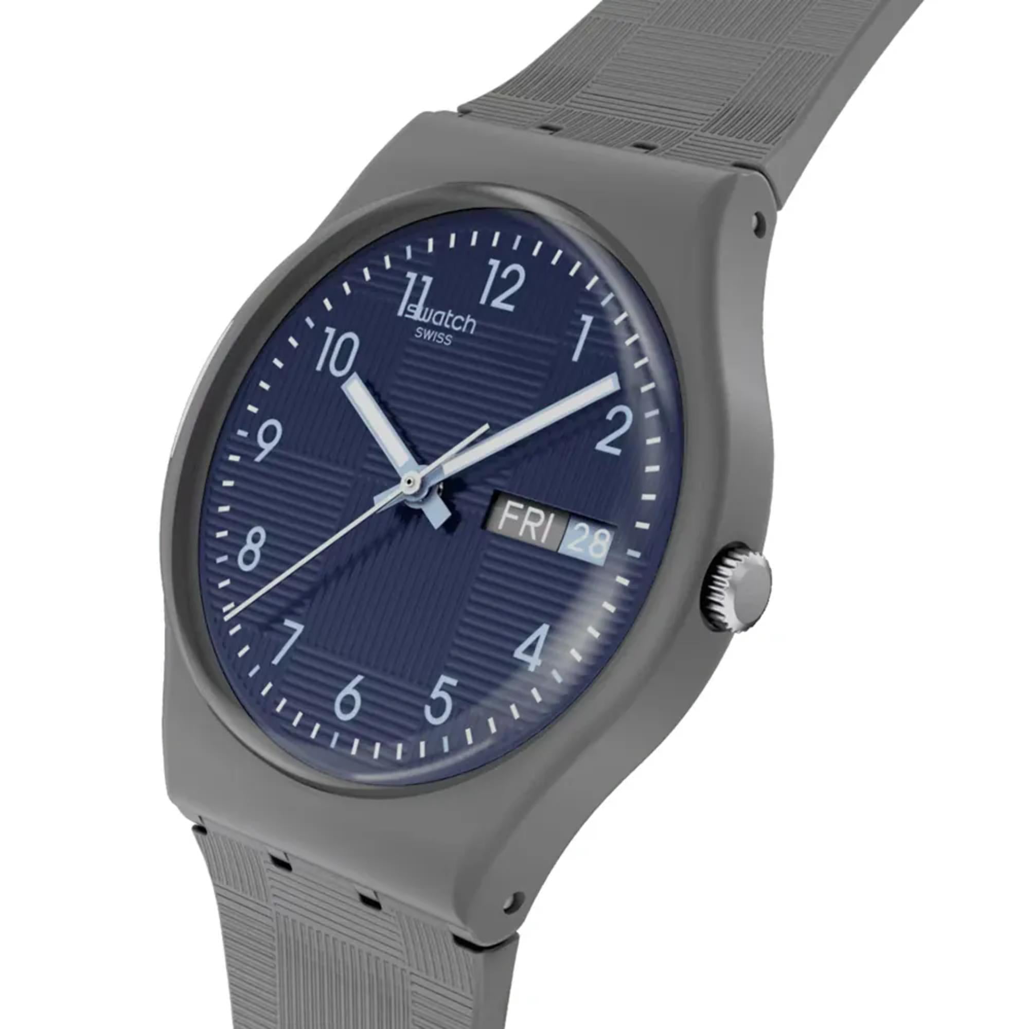 Swatch Originals Tile Dial Quartz Blue Dial Silicone Strap Unisex Watch SO28M701