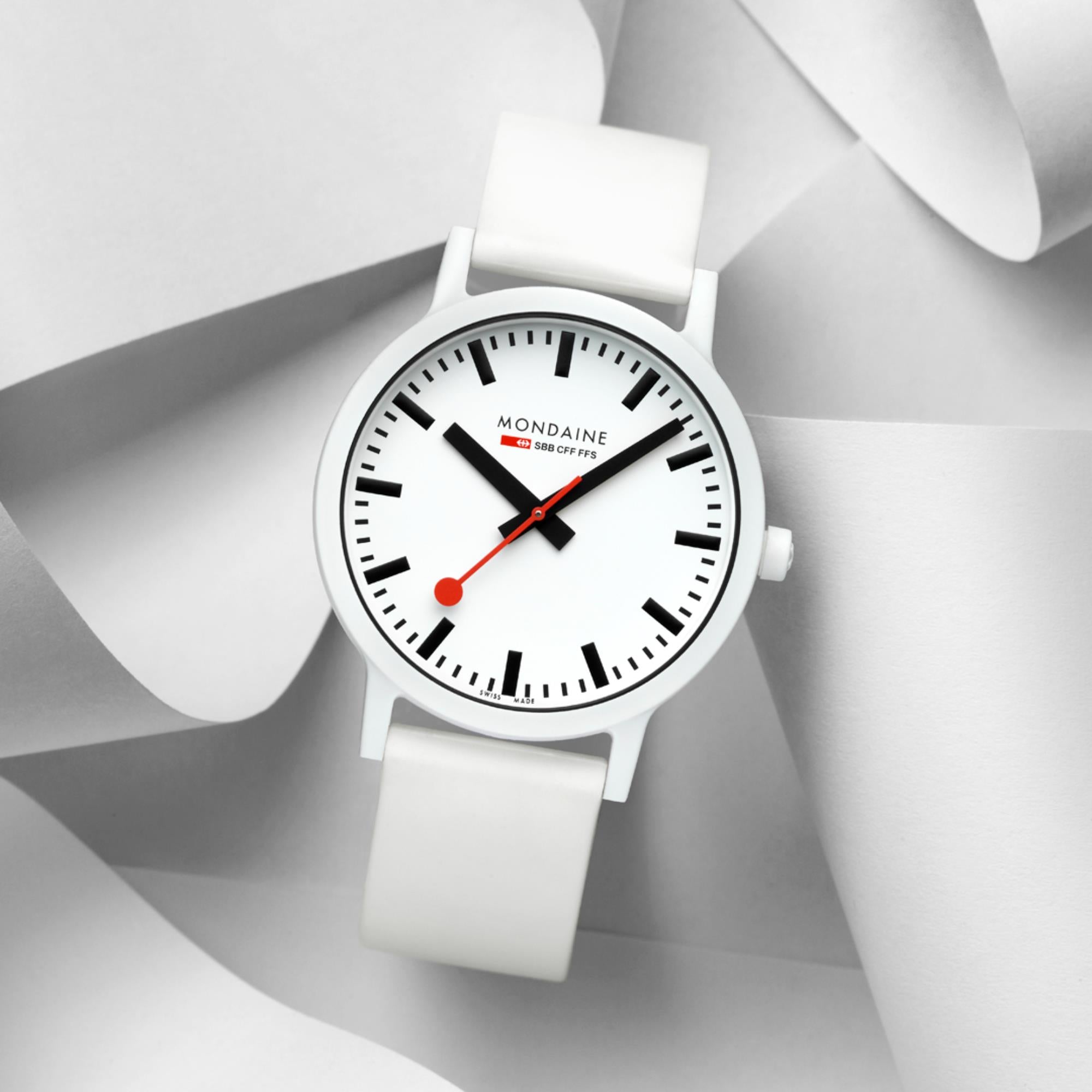 Mondaine Essence Quartz White Dial Silicone Strap Men's Watch MS1.41110.RA