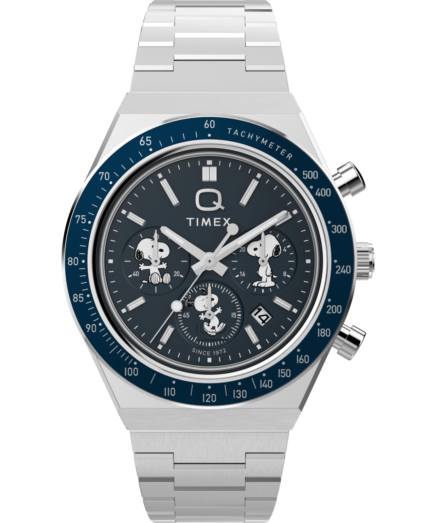 Timex X Peanuts Chronograph Blue Dial Steel Strap Men's Watch TW2Y45300
