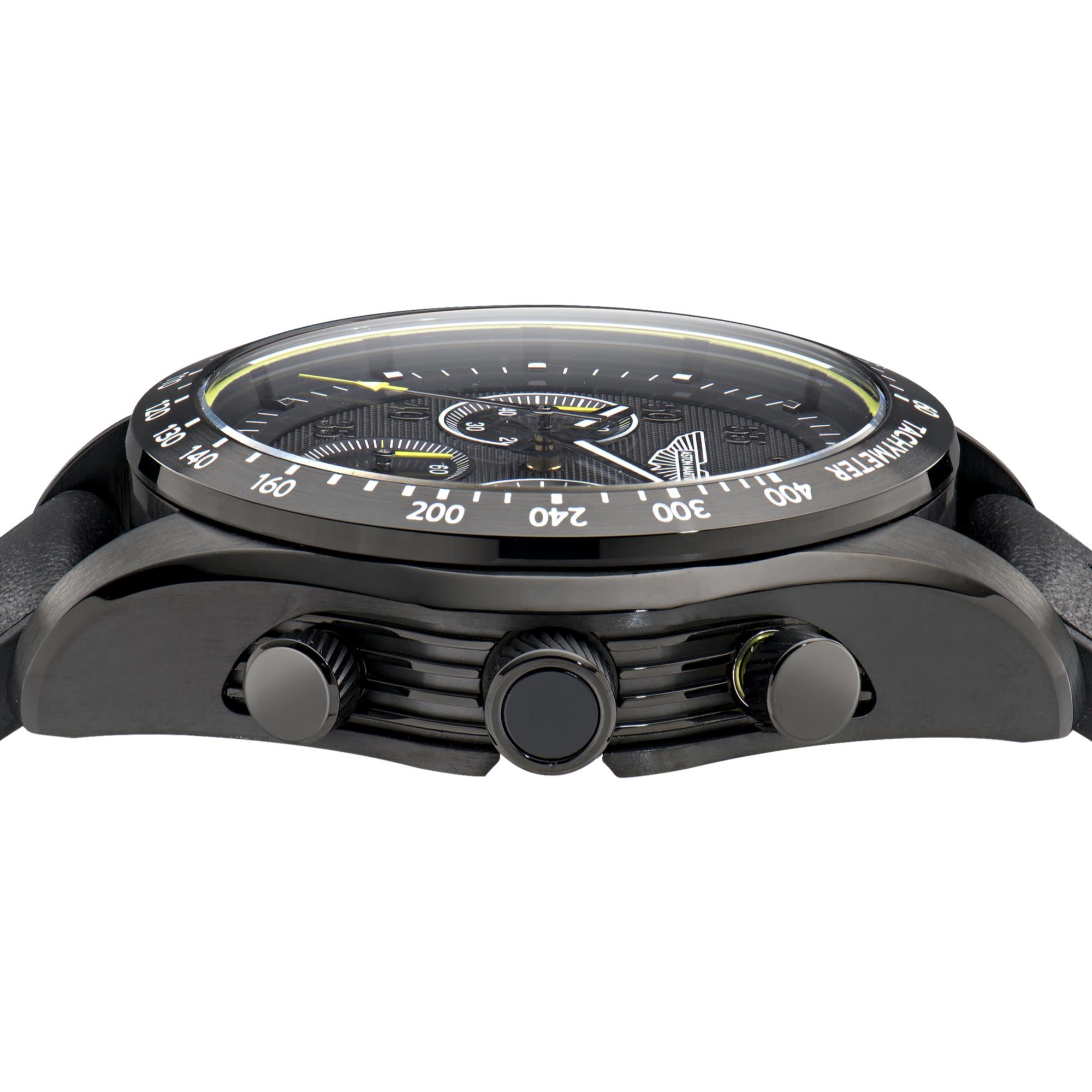 Aston Martin AML Thrill Quartz Chronograph Black Dial Leather Strap Unisex Watch MTRS1F502