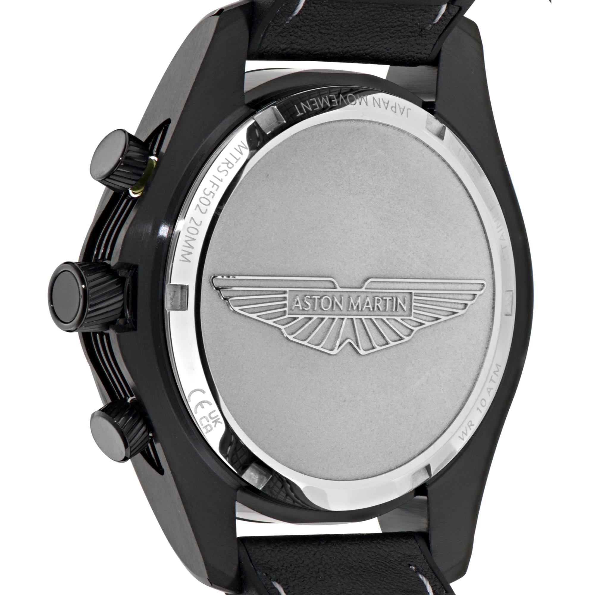 Aston Martin AML Thrill Quartz Chronograph Black Dial Leather Strap Unisex Watch MTRS1F502