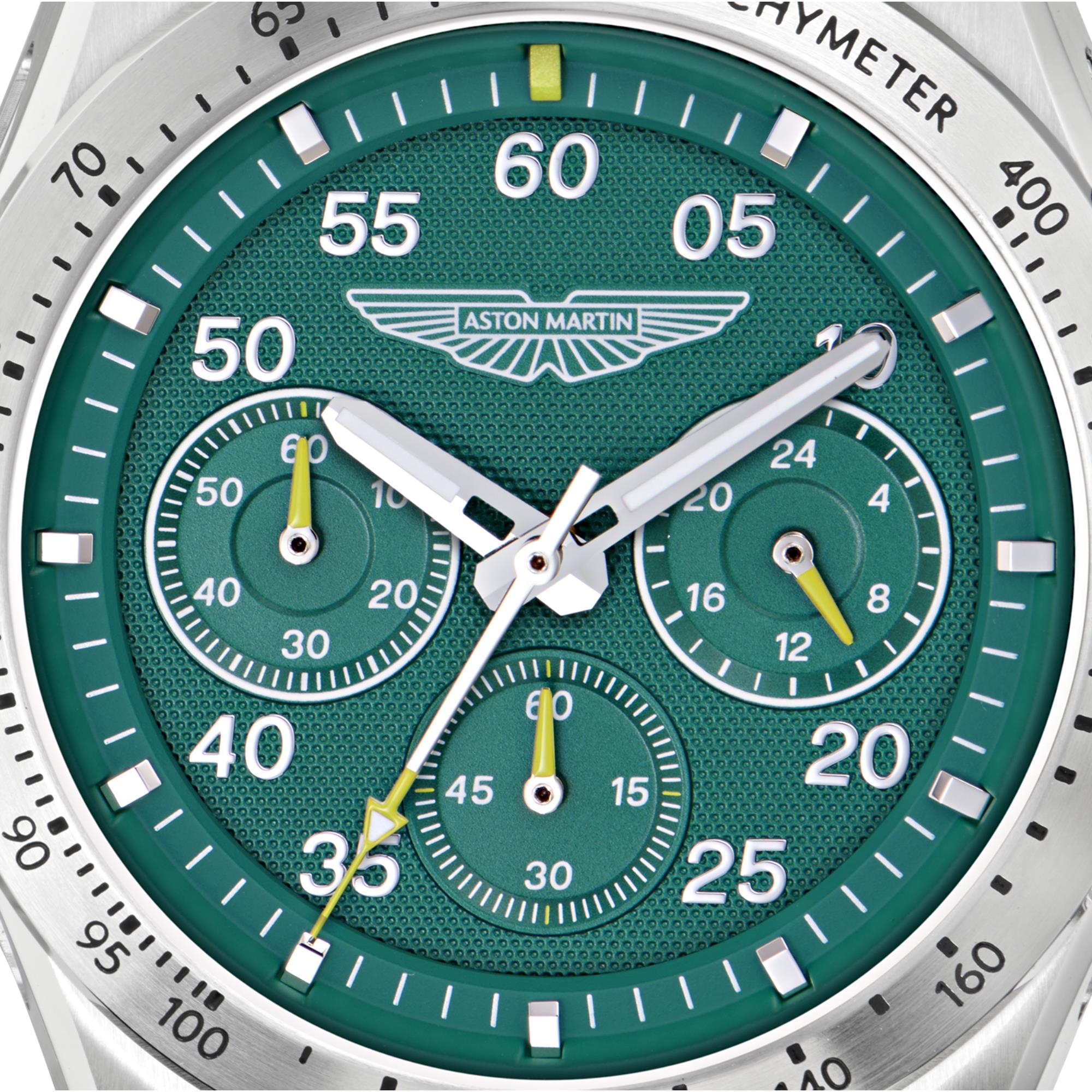 Aston Martin AML Thrill Quartz Chronograph Green Dial Leather Strap Unisex Watch MTRS1F501