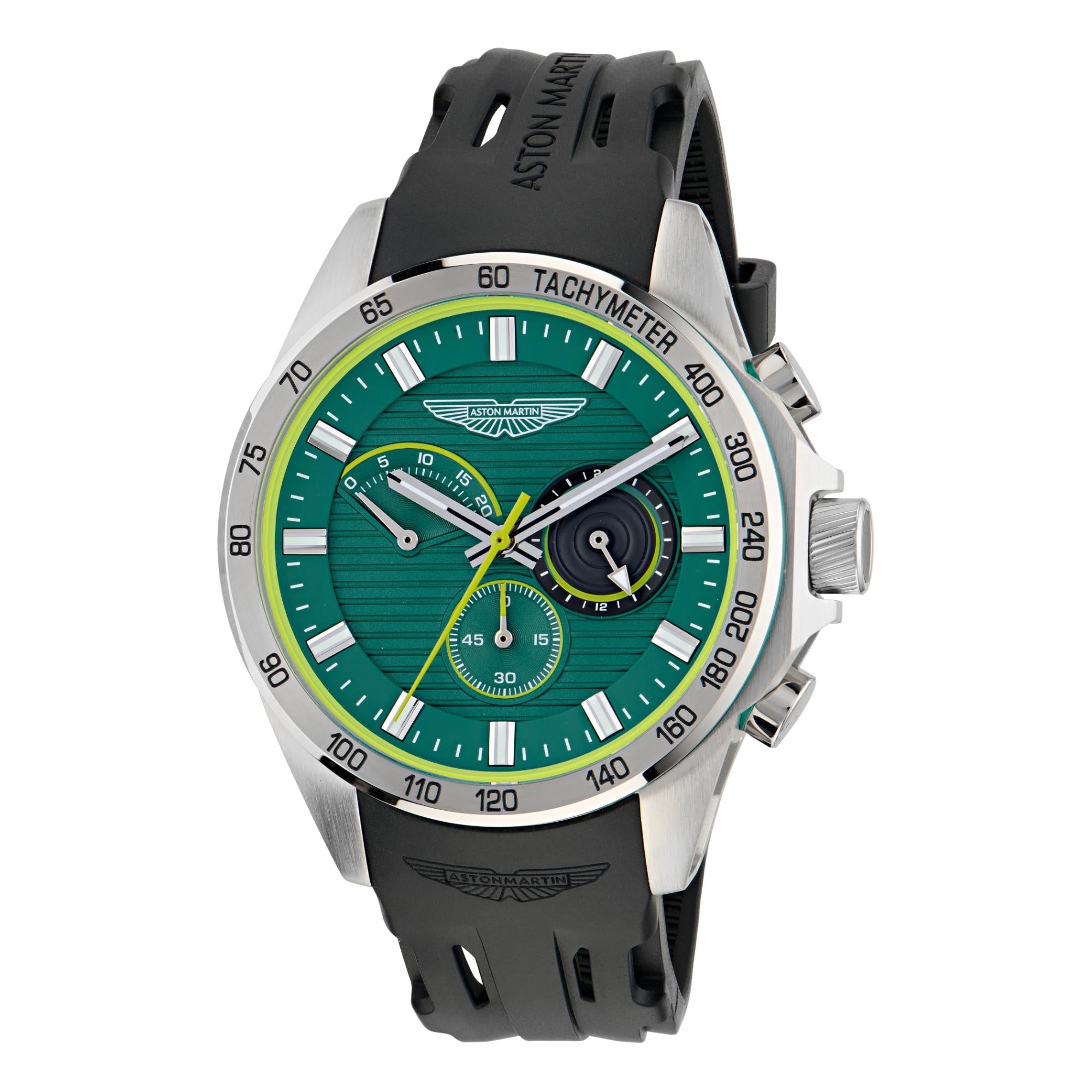 Aston Martin AML Thrill  Quartz Chronograph Green Dial Silicone Strap Men's Watch MTRH1F502