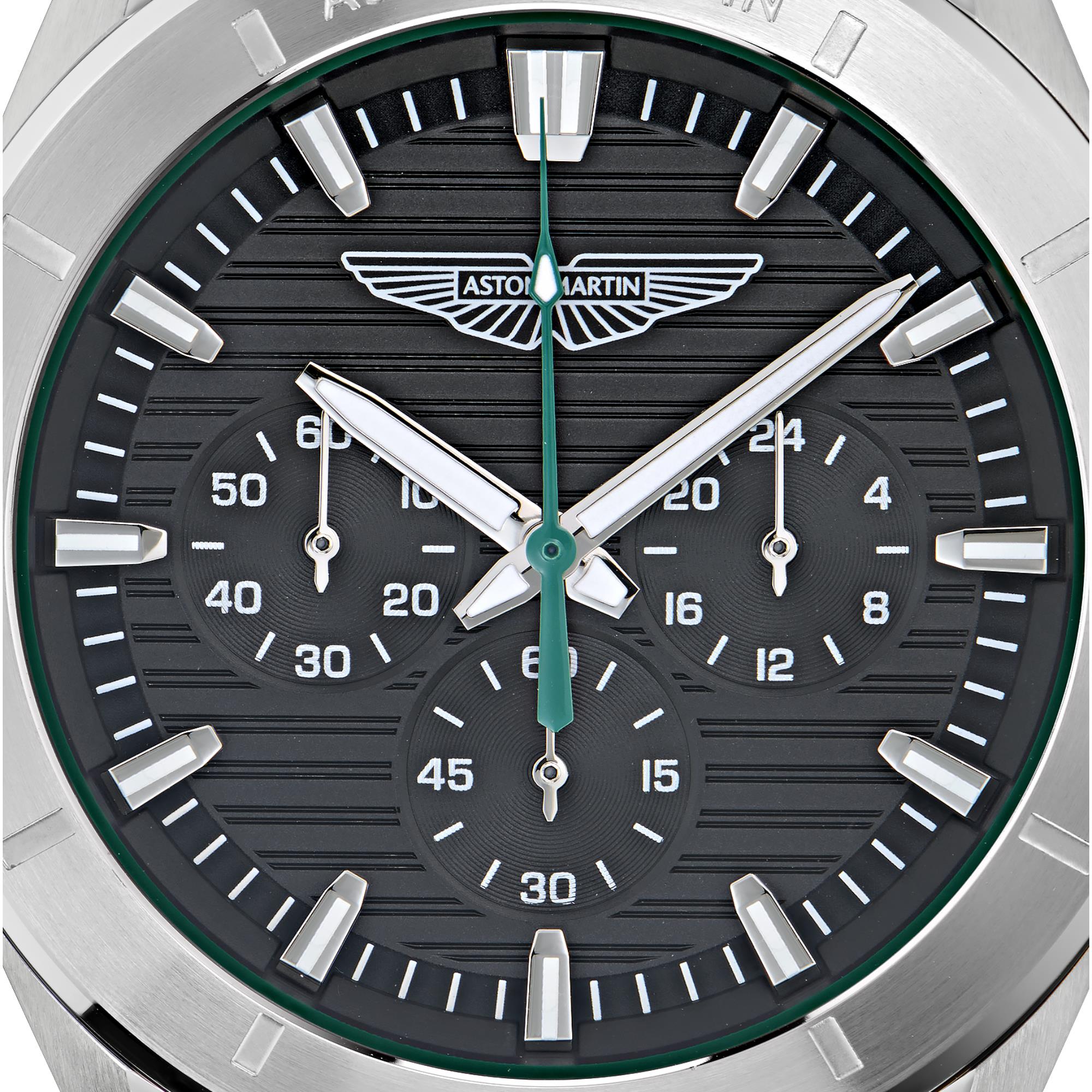 Aston Martin AML Icon Quartz with Interchangeable Top Ring Black Dial Silicone and Steel Strap Men's Watch MTIB1F501