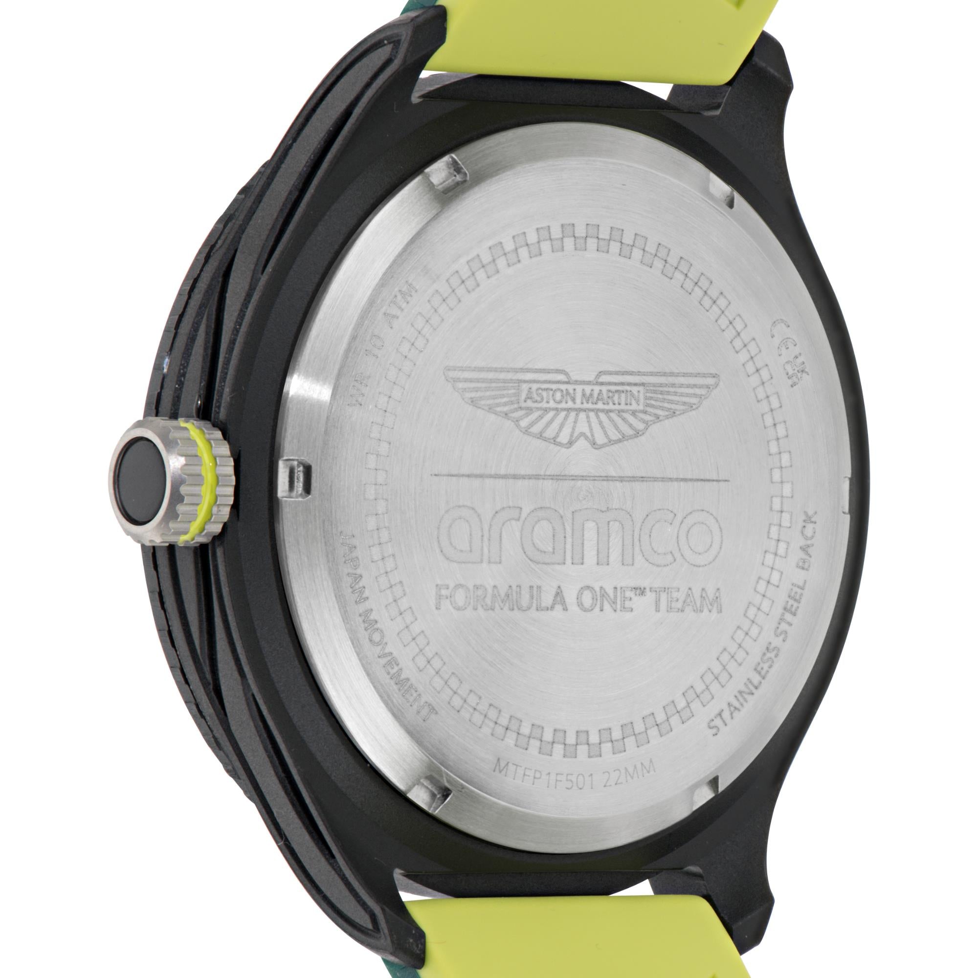 Aston Martin Formula 1 Quartz Chronograph Black Dial Silicone Strap Men's Watch MTFP1F501