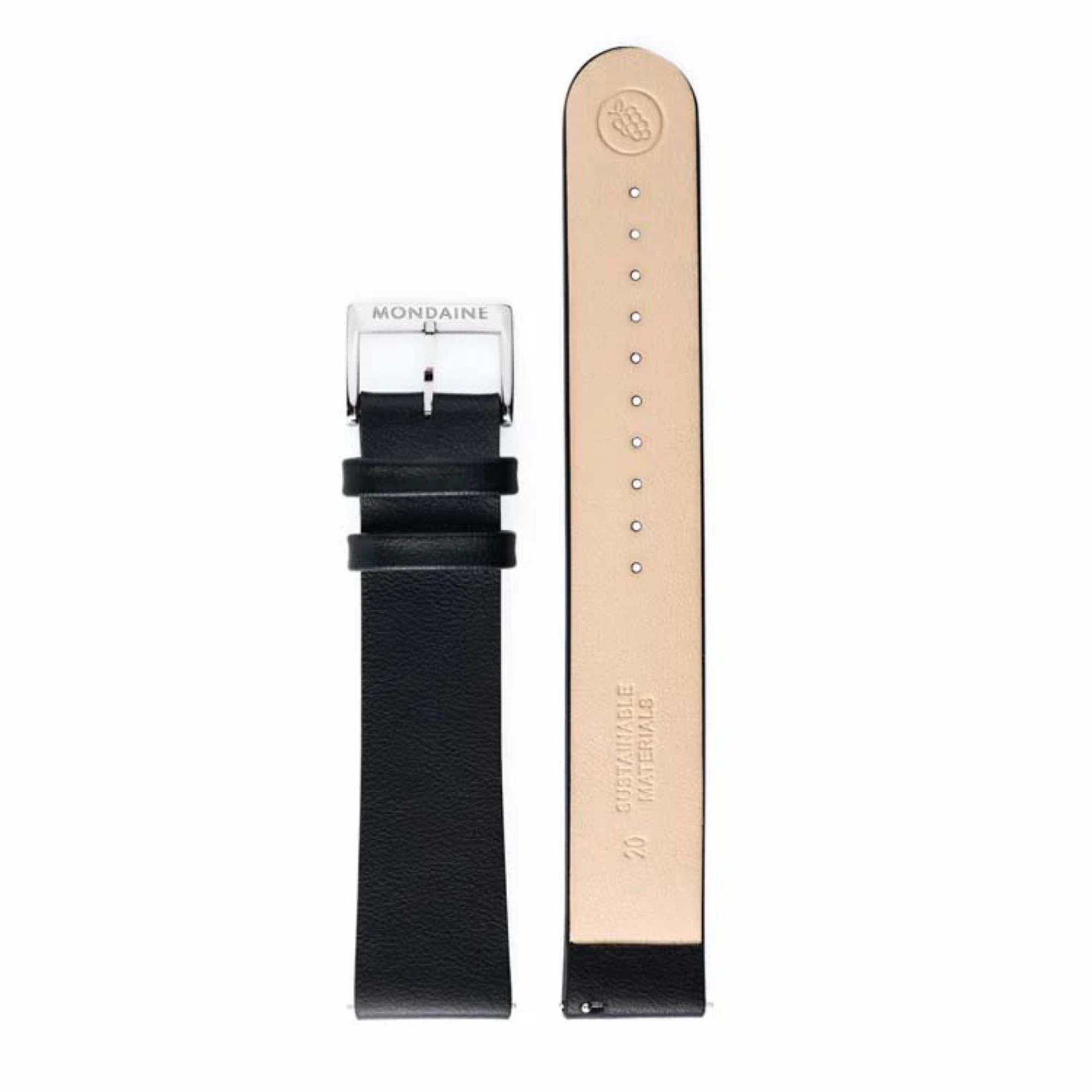 Mondaine Black Vegan Grape Leather Watch Strap FG3120.20Q.L