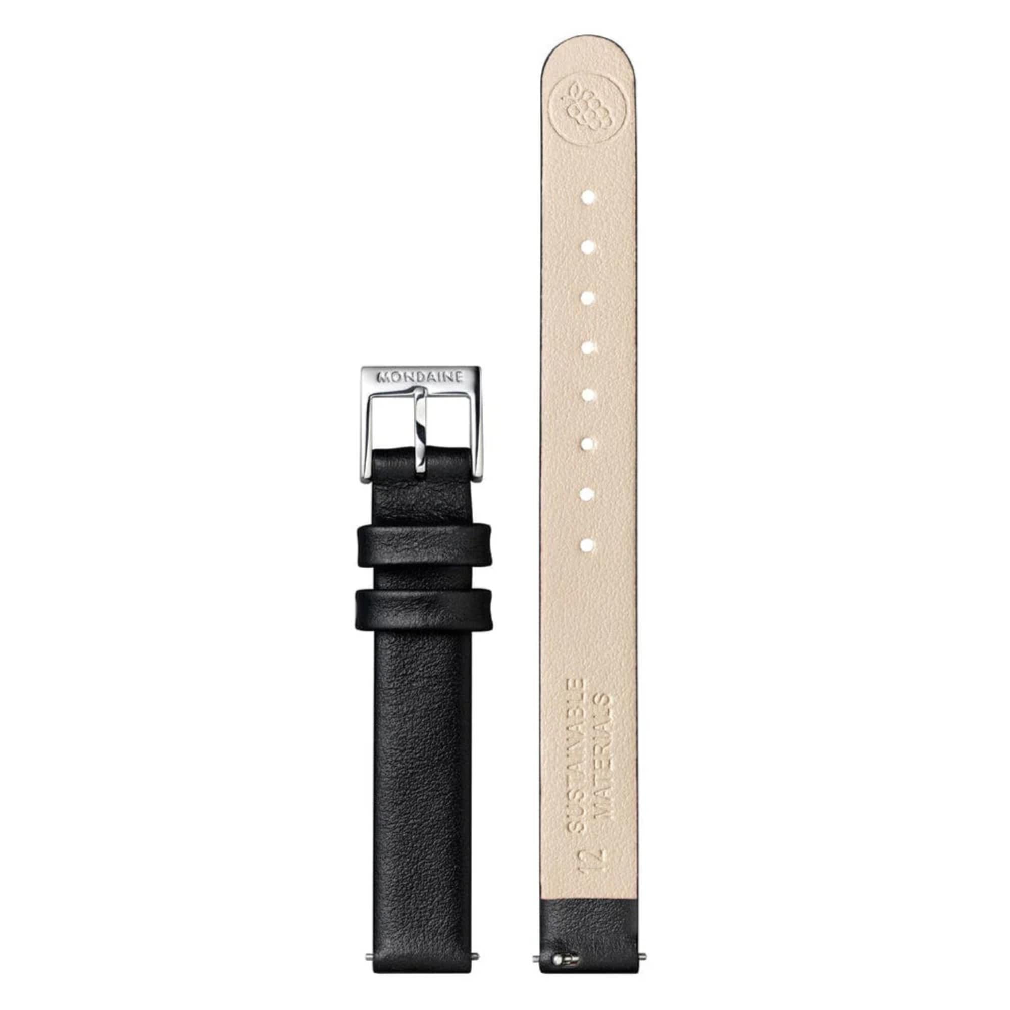 Mondaine Black Watch Band Black Vegan Leather Watch Strap FG3112.21Q