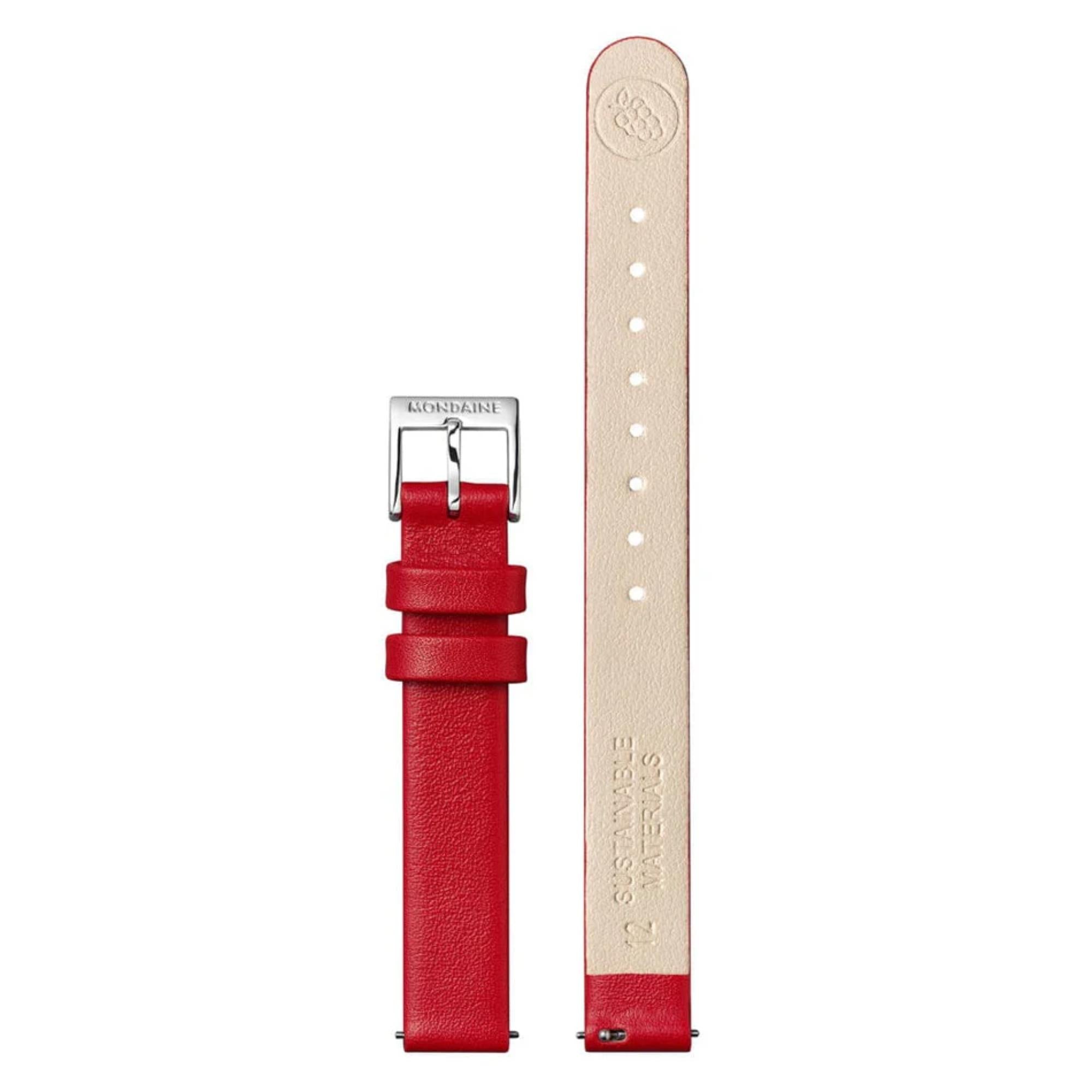 Mondaine Red Vegan Leather Polished Watch Strap FG3112.30Q