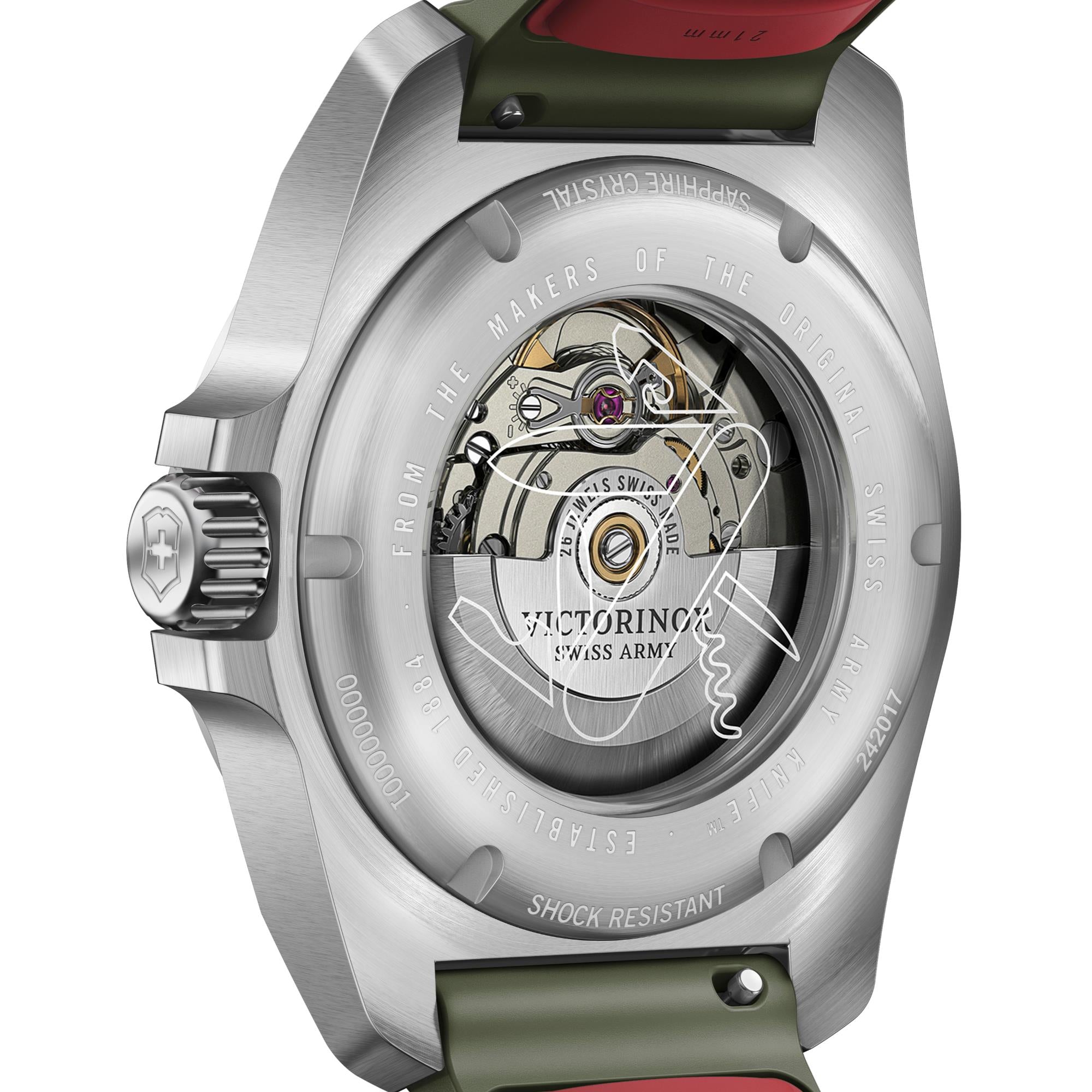 Victorinox I.N.O.X. Automatic Green Dial Rubber Strap Men's Watch 242017.1