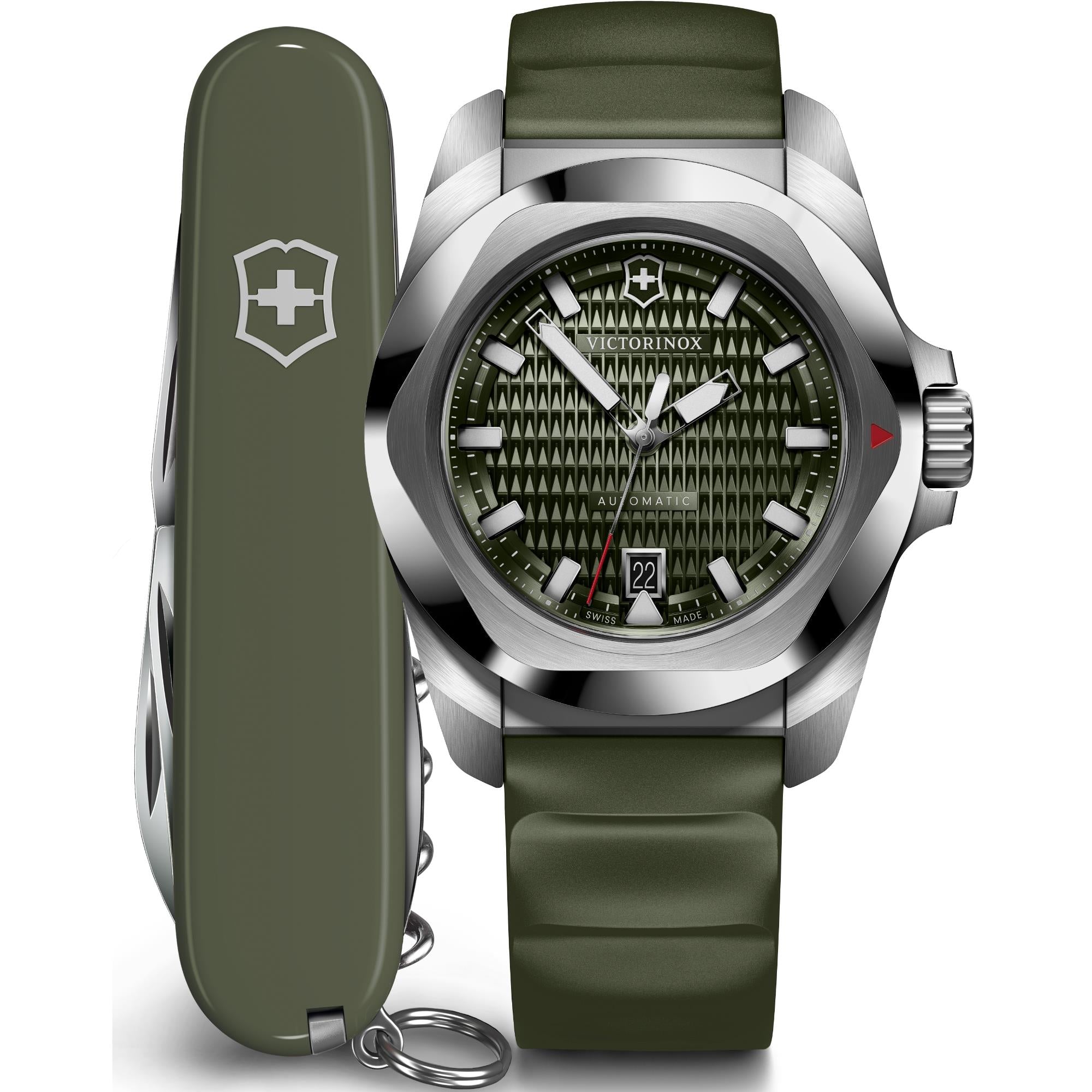Victorinox I.N.O.X. Automatic Green Dial Rubber Strap Men's Watch 242017.1