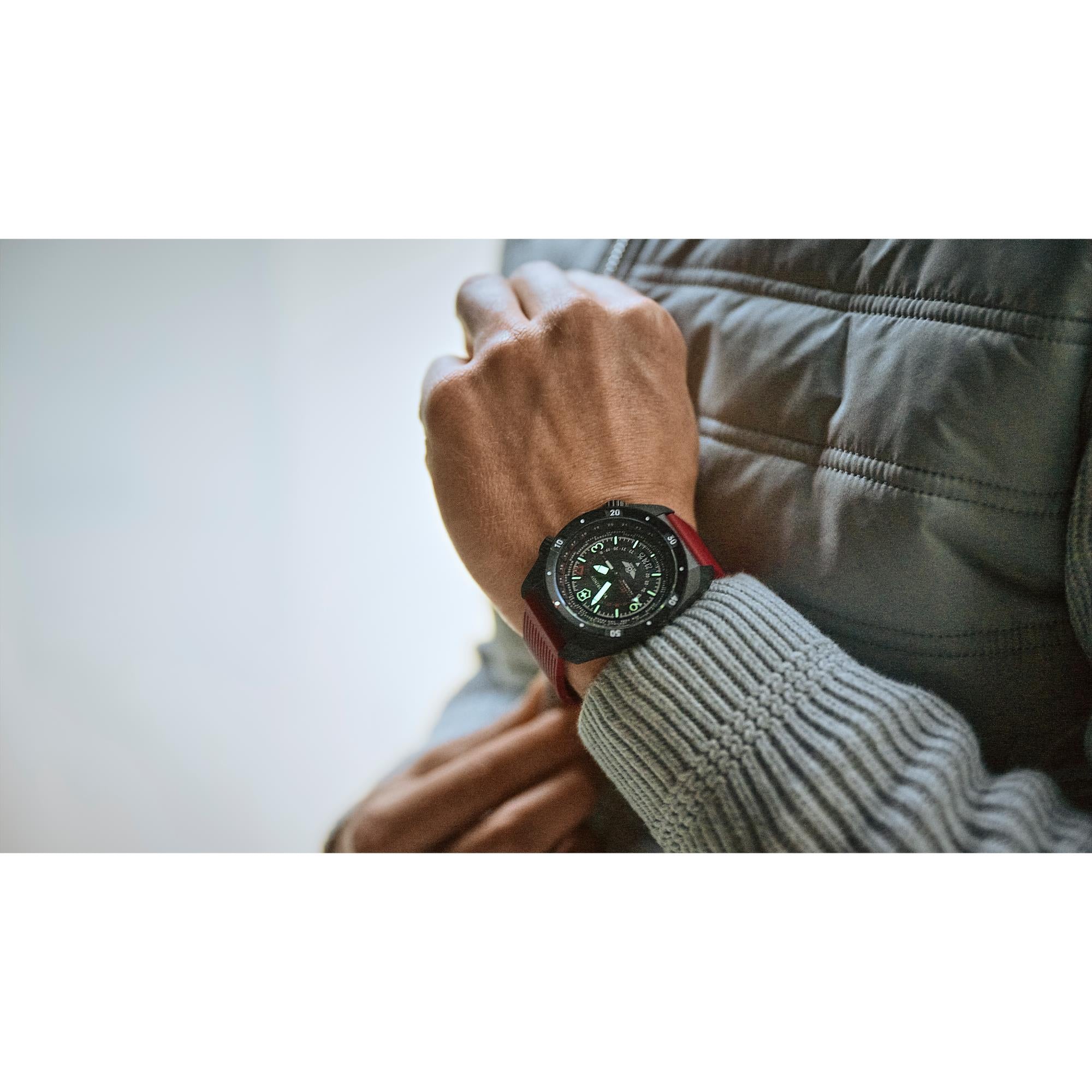 Victorinox Air Pro Automatic GMT Black Dial Rubber Strap Men's Watch 242006