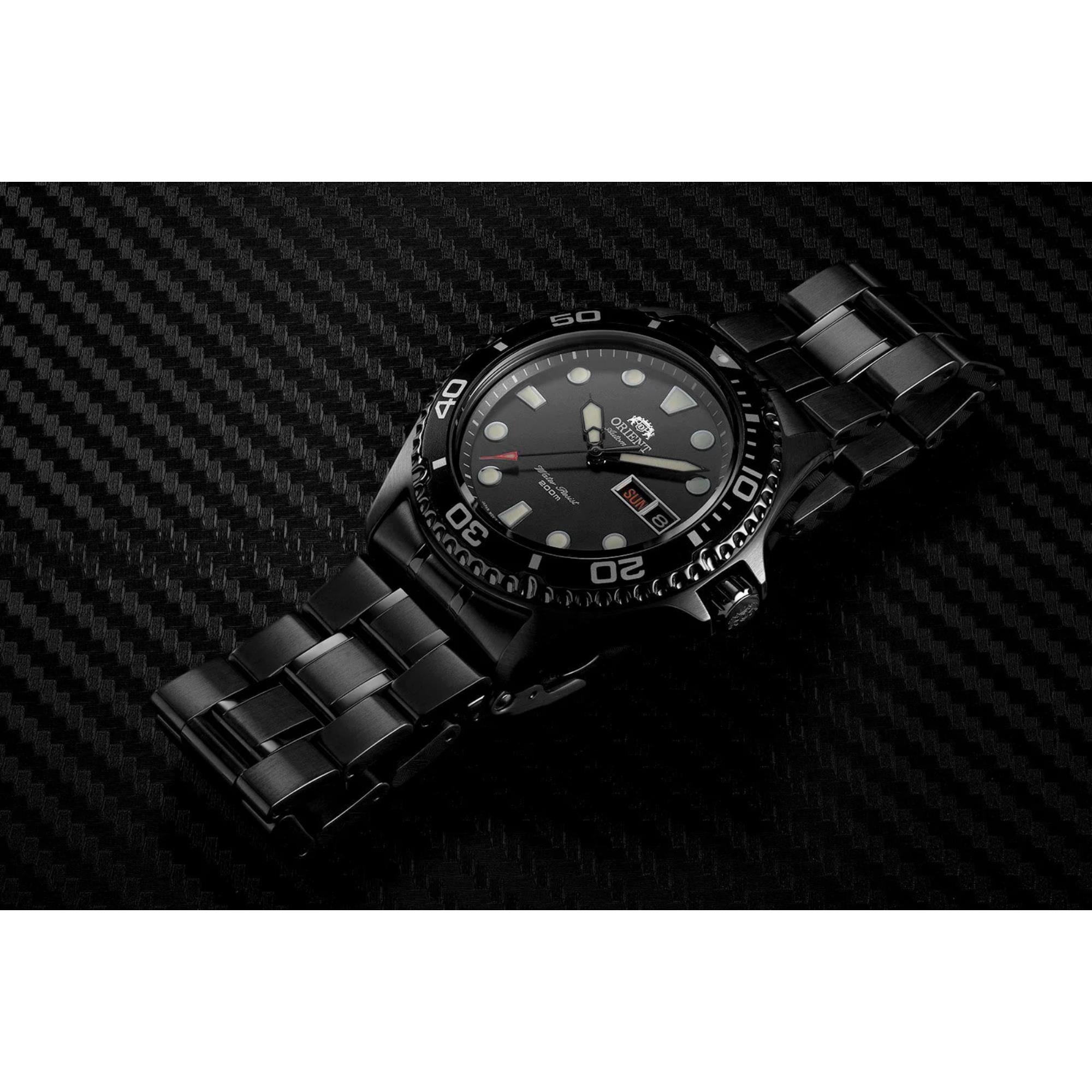 Orient Ray Raven II Automatic Black Dial Steel Strap Men's Dive Watch TAA02003B9