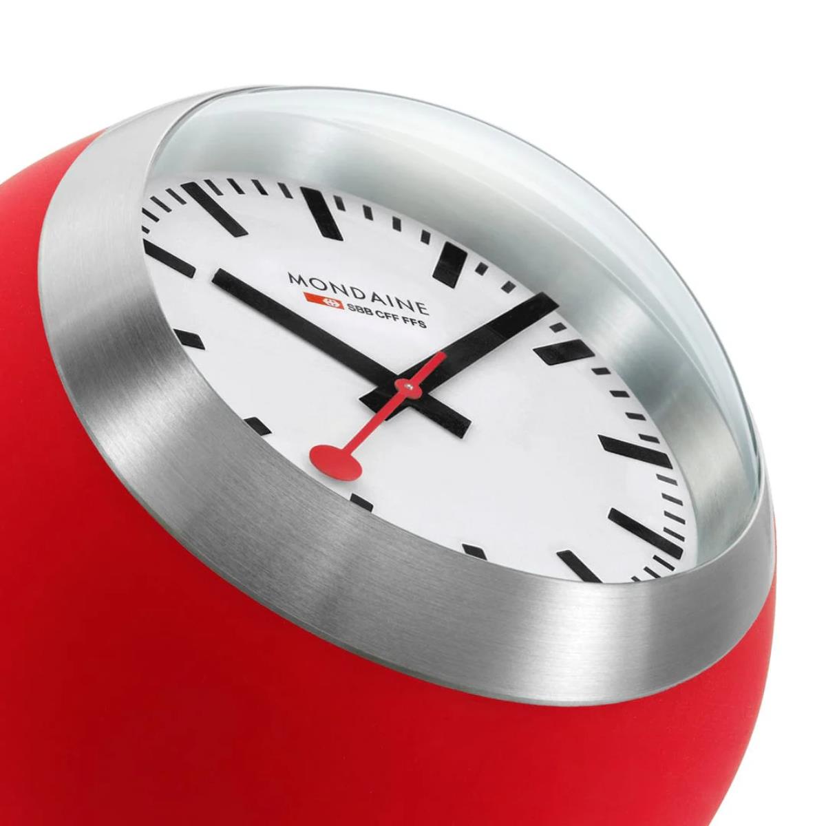 Mondaine Red Table Globe Clock Quartz White Dial A660.30335.16SBP