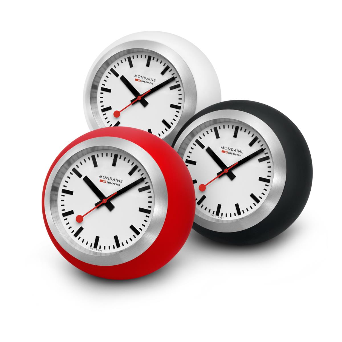 Mondaine Red Table Globe Clock Quartz White Dial A660.30335.16SBP