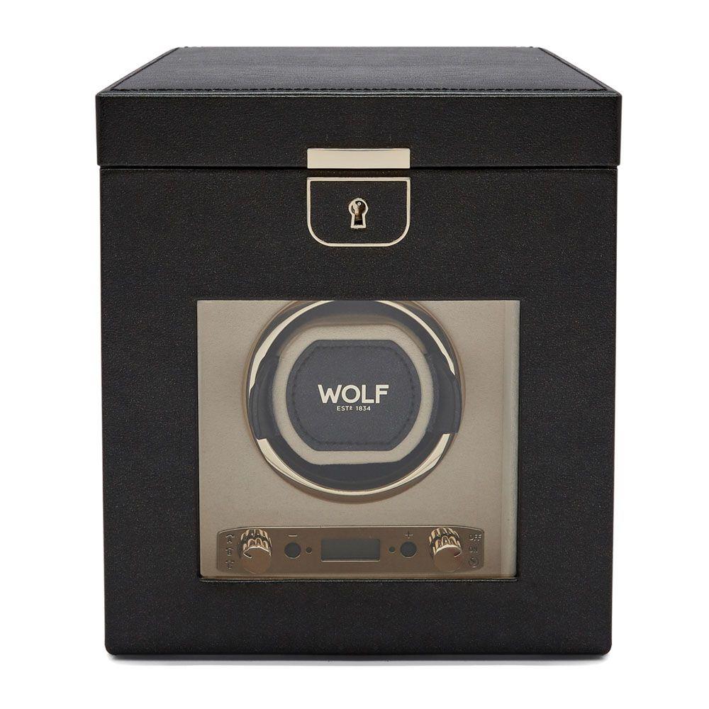 WOLF Palermo Single Black Anthracite Watch Winder with Jewellery Storage 213702