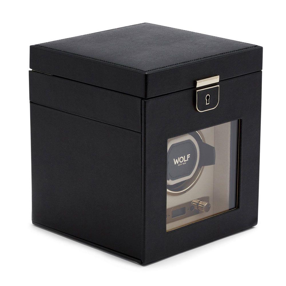 WOLF Palermo Single Black Anthracite Watch Winder with Jewellery Storage 213702