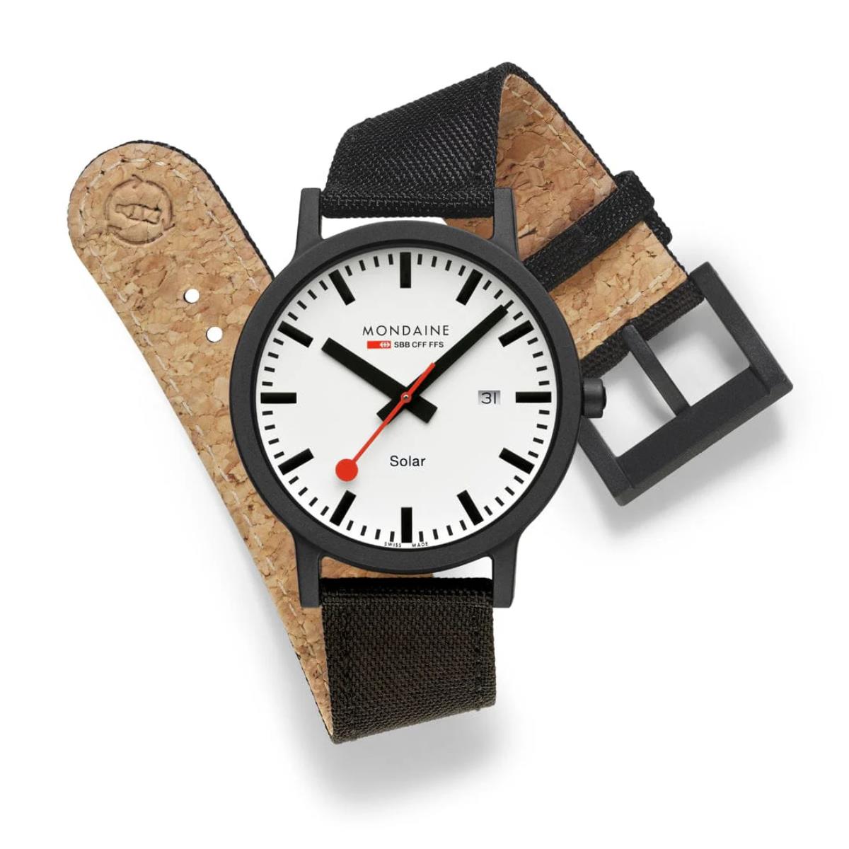 Mondaine Essence Solar White Dial Nylon Textile Strap Unisex Watch MS1.41910.LB