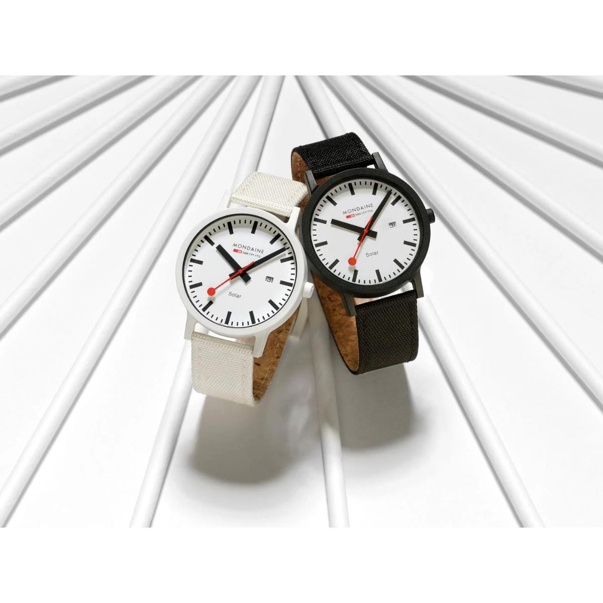 Mondaine Essence Solar White Dial Nylon Textile Strap Unisex Watch MS1.41910.LB