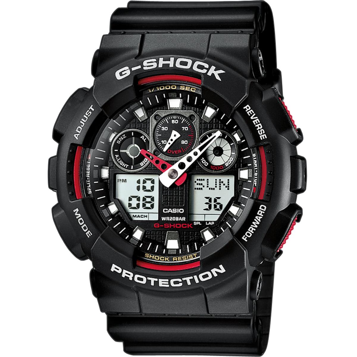 Casio G-Shock Digi-Analogue Black Dial Resin Strap Men's Watch GA-100-1A4ER