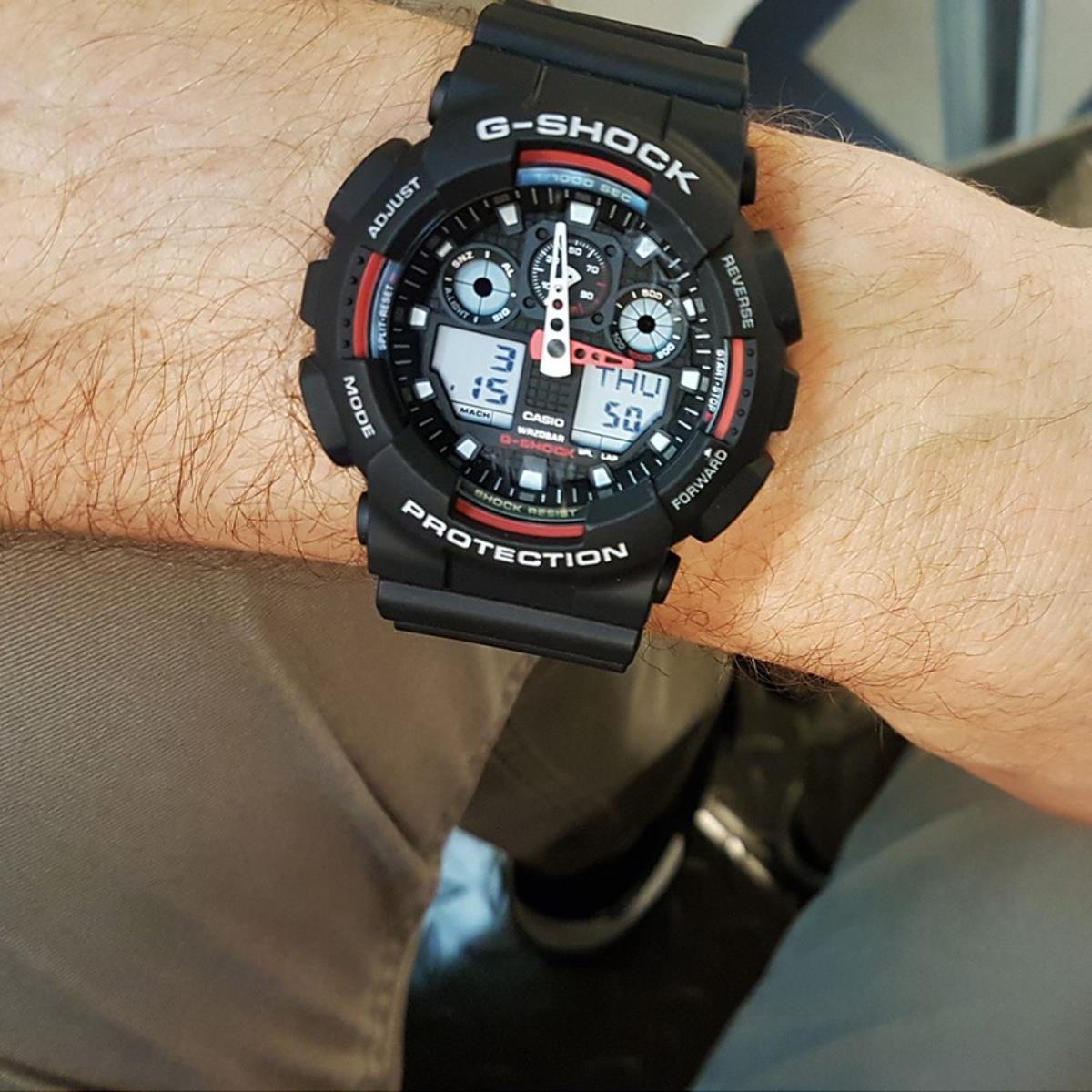 Casio G-Shock Digi-Analogue Black Dial Resin Strap Men's Watch GA-100-1A4ER