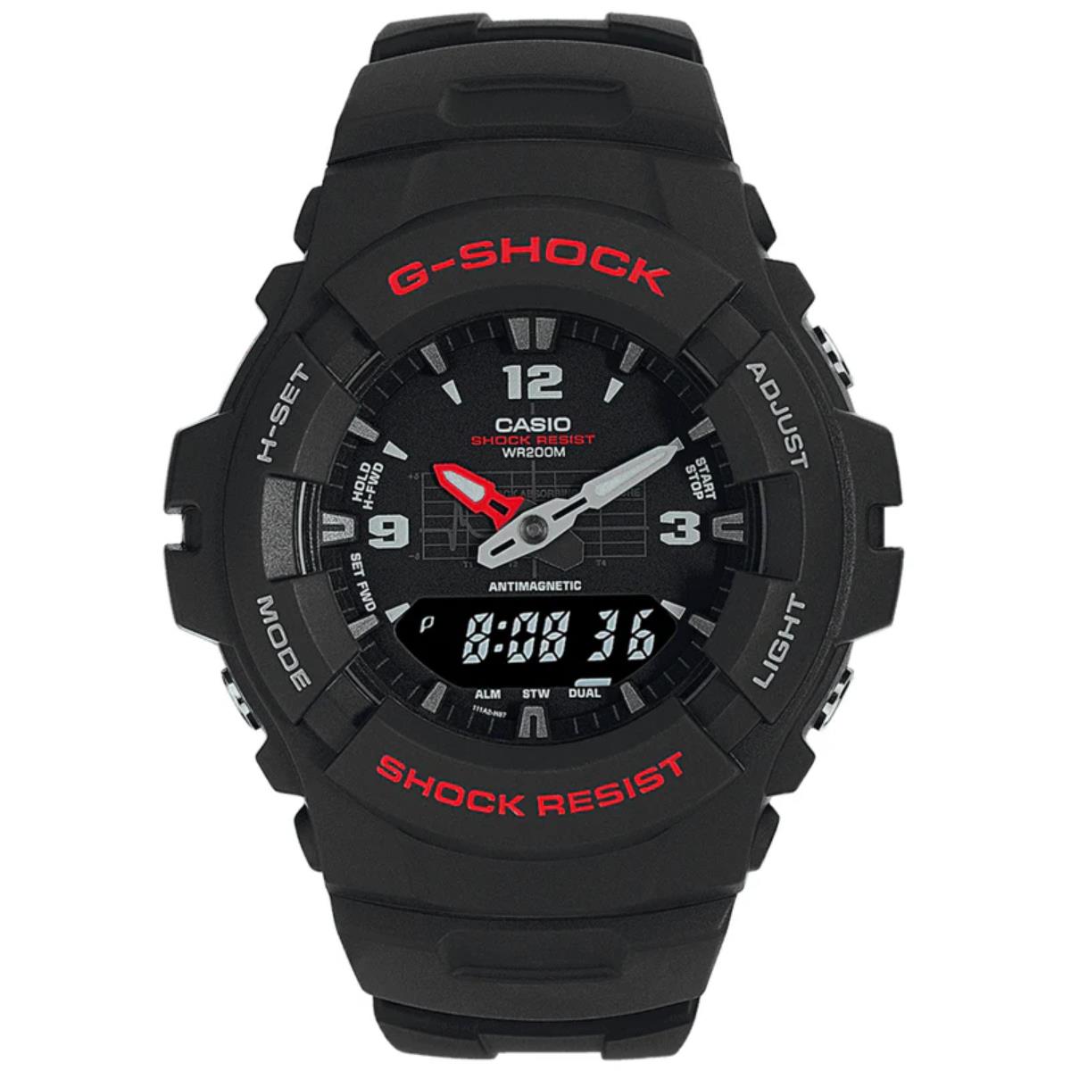 Casio G-Shock Digi-Analogue Black Dial Resin Strap Men's Watch G-100-1BVMUR