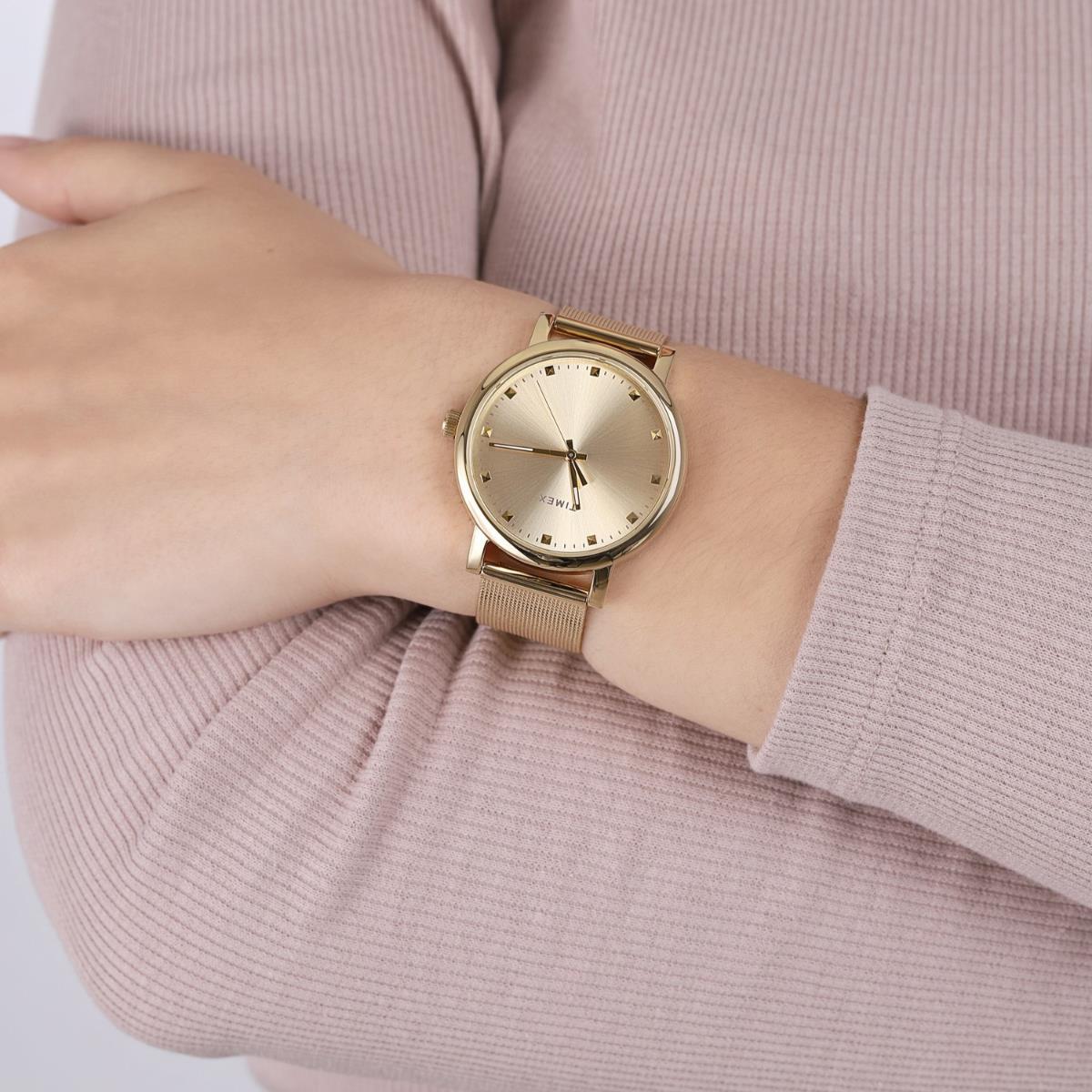 Timex Essential Orginals Quartz Gold Tone Dial Steel Strap Ladies Watch TW2U05400