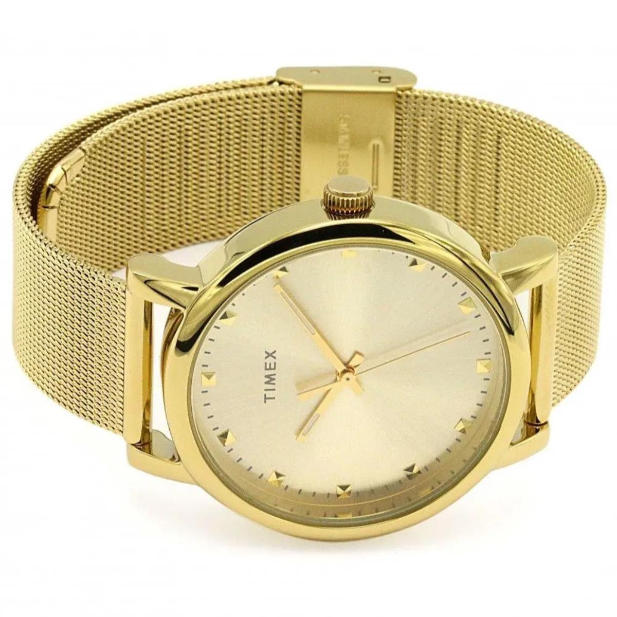 Timex Essential Orginals Quartz Gold Tone Dial Steel Strap Ladies Watch TW2U05400