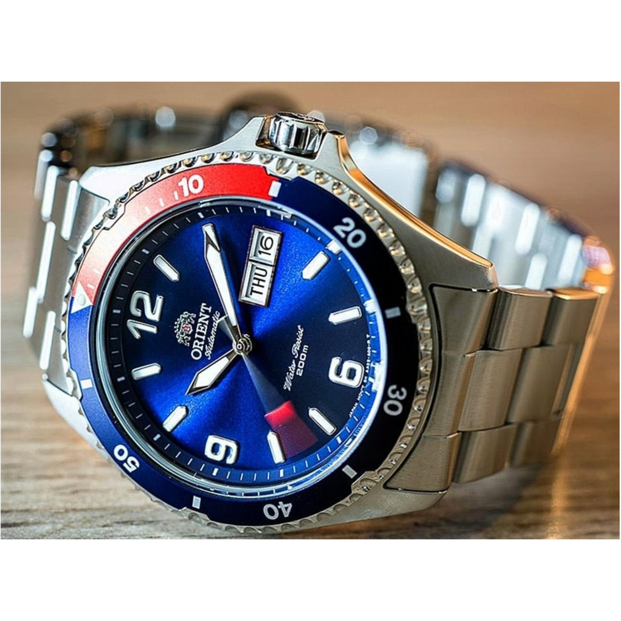 Orient Mako II Pepsi Automatic Blue Dial Steel Bracelet Men's Dive Watch FAA02009D9